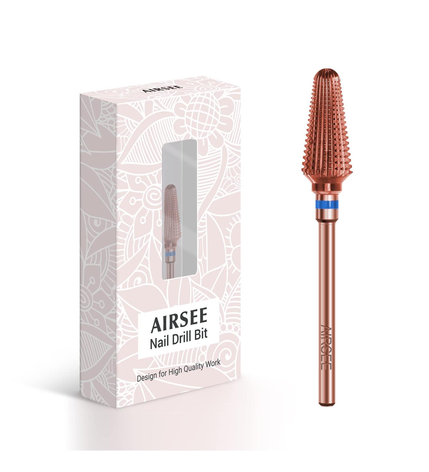 AIRSEE Tungsten Carbide Nail Drill Bit - Rose Gold Tornado Medium-M, Fast Gel Removal, 3/32 Shank, Right Hand, Salon Quality - Buy Online on GoSupps.com