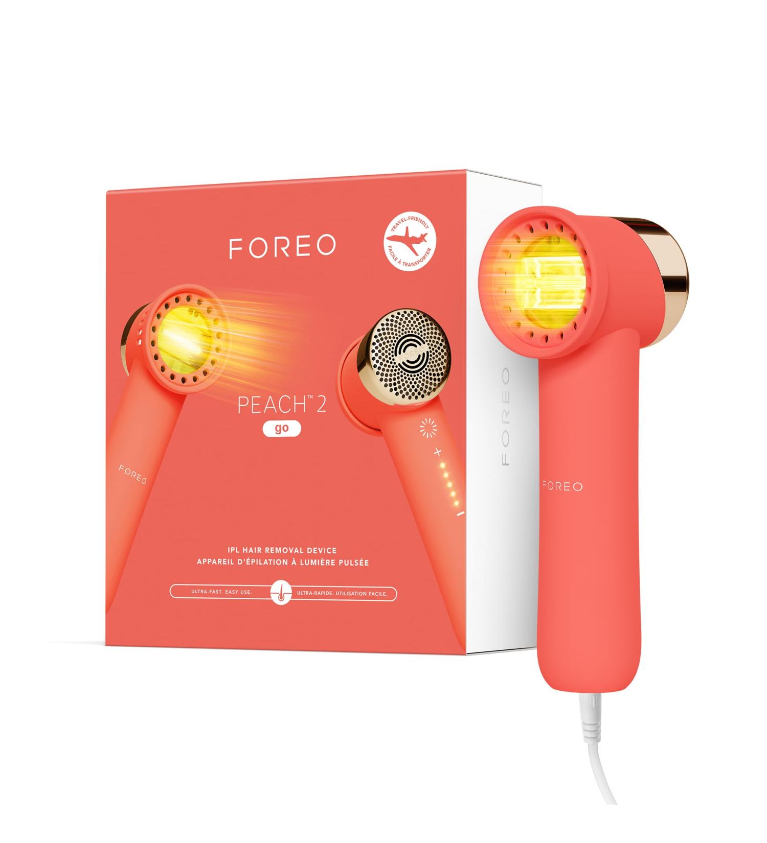 Foreo Peach 2 Go IPL Hair Removal Device - Permanent Painless Laser Hair Removal for Body & Face - Skin Cooling & Silicone Shield - Alternative to Epilator for Women - Buy Online on GoSupps.com