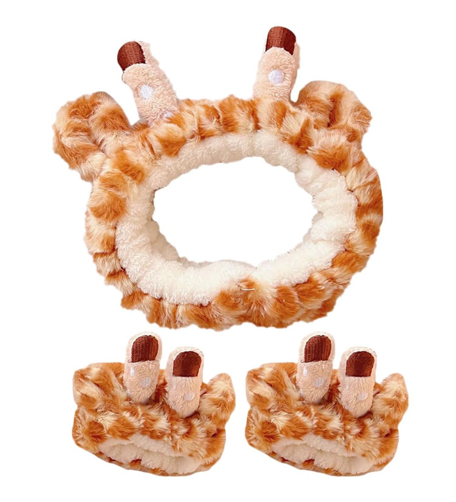 FOMIYES Face Wash Headband: Giraffe Headband with 2 Wristbands - Animal Spa Makeup Headband Wristbands Set Women Cosmetic Headwrap for Spa Yoga Makeup Washing Face - Buy Online on GoSupps.com