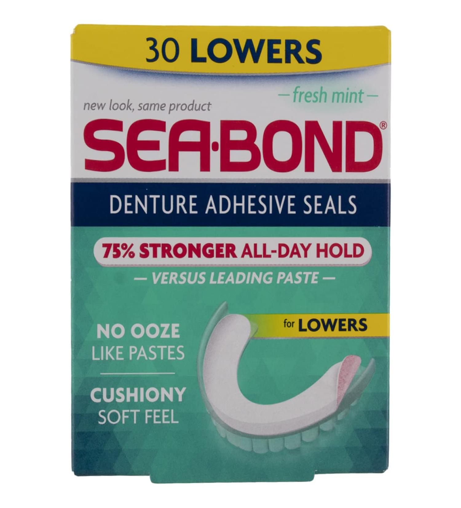Sea-Bond Lowers Denture Adhesive Seals Fresh Mint - 30 ct Pack of 5 - Buy Online on GoSupps.com