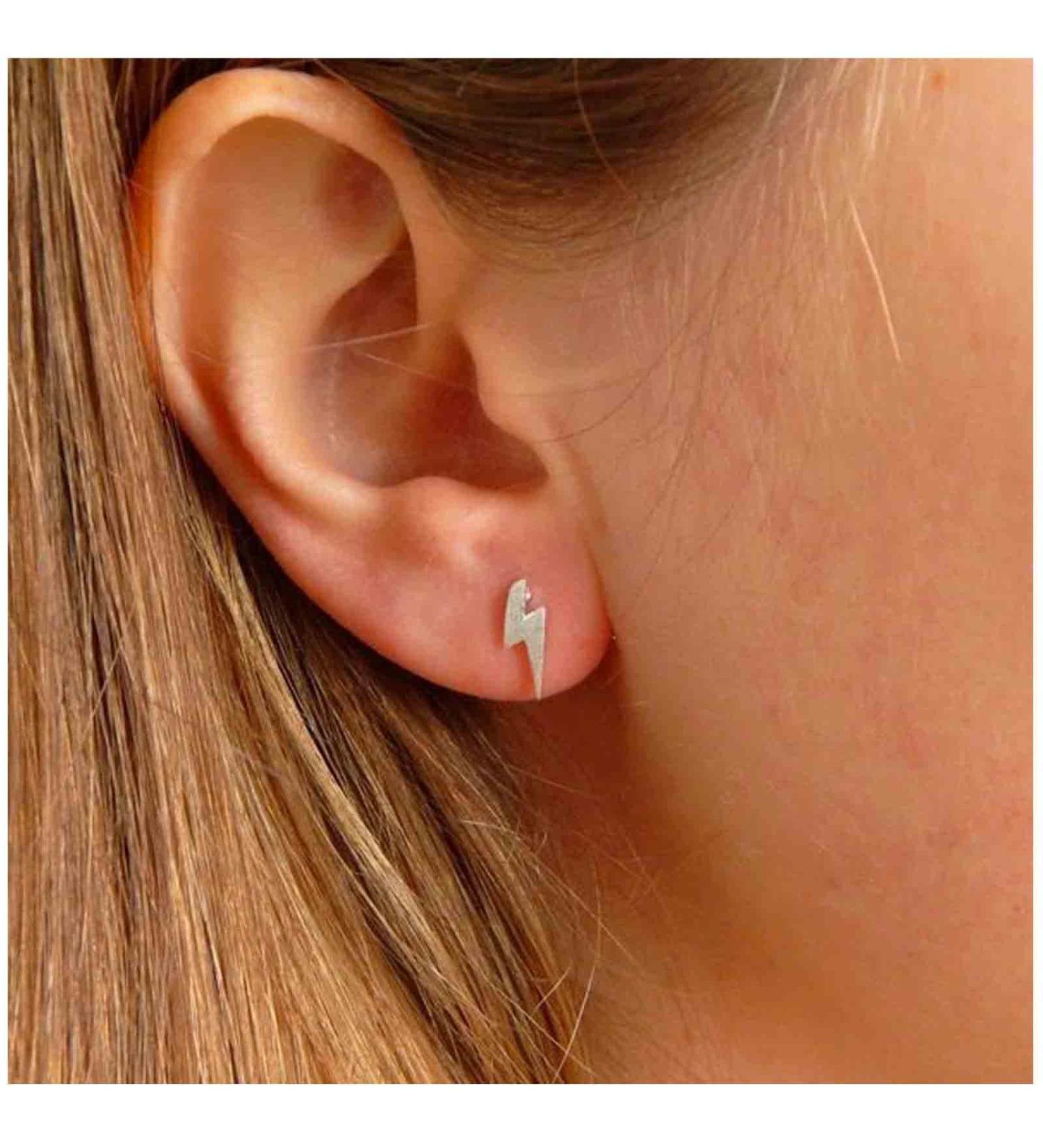 Boho Thunder Studs Earrings - Silver Lightning Bolt Jewelry for Women & Girls | Cute Friendship Gift - Buy Online on GoSupps.com