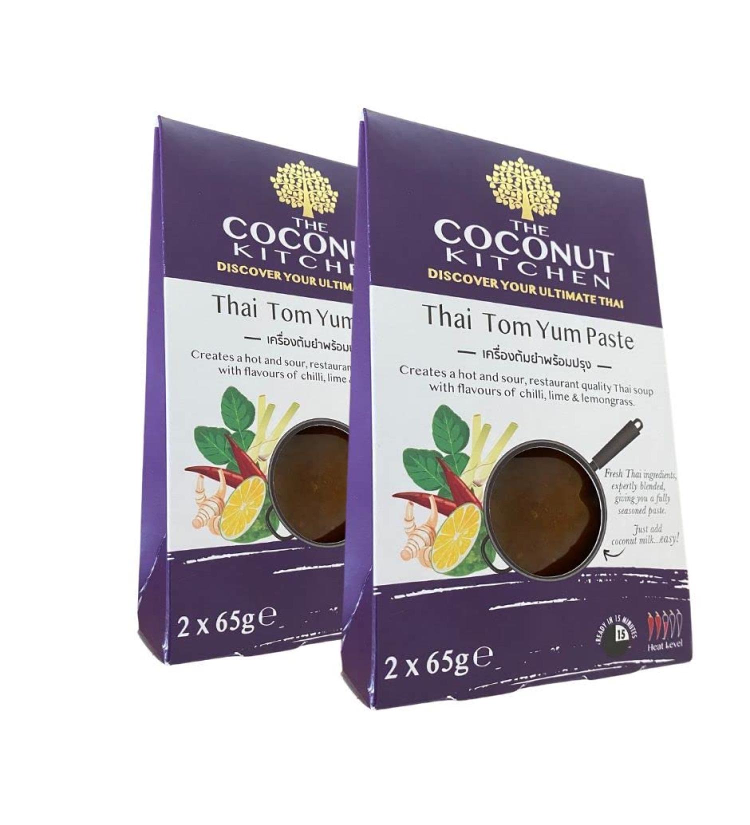 The Coconut Kitchen Thai Tom Yum Soup Paste Thai Ramen Laksa Hot & Sour Gluten Free (Pack of 2 x 130g) | 2 Pack - Buy Online on GoSupps.com