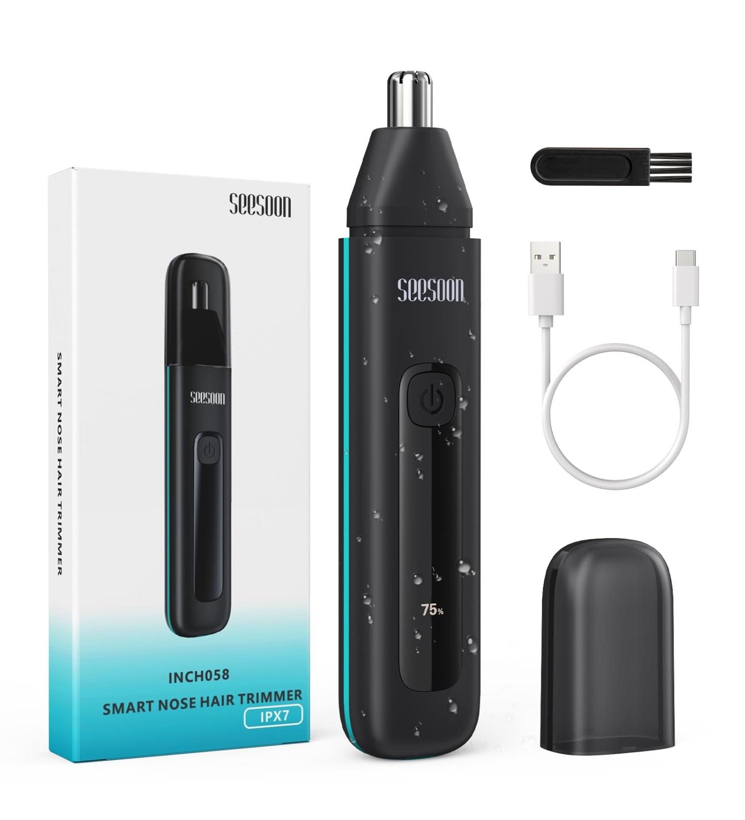 Seesoon Nose Hair Trimmer for Men - 2024 Professional Painless Waterproof Ear Hair Trimmer | USB Rechargeable Dual Edge Blades Easy Cleaning - Shop Now - Buy Online on GoSupps.com