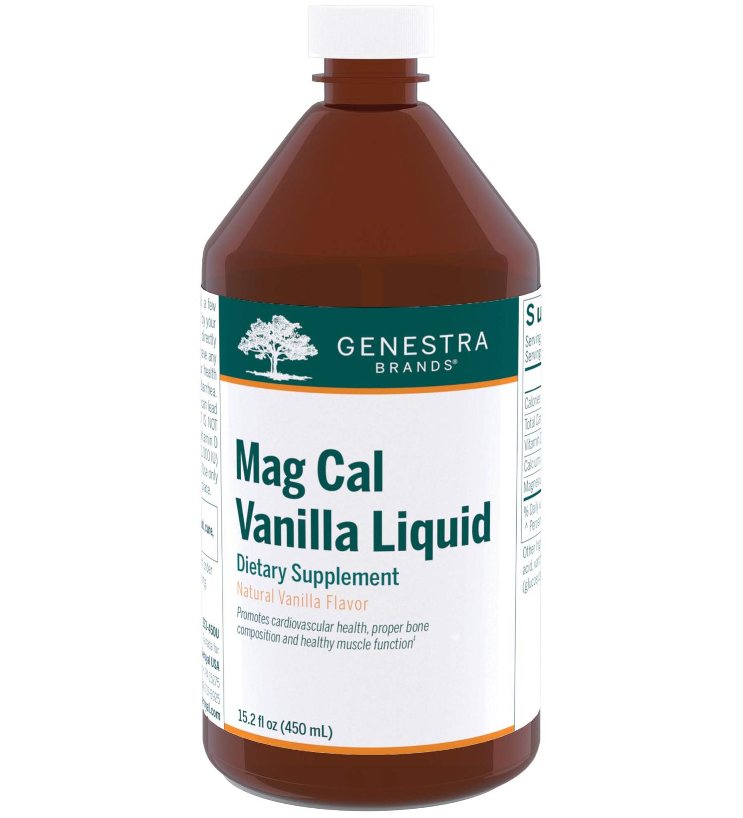Genestra Mag Cal Vanilla Liquid | Calcium-Magnesium Supplement | 15.2 fl. oz - Buy Online on GoSupps.com