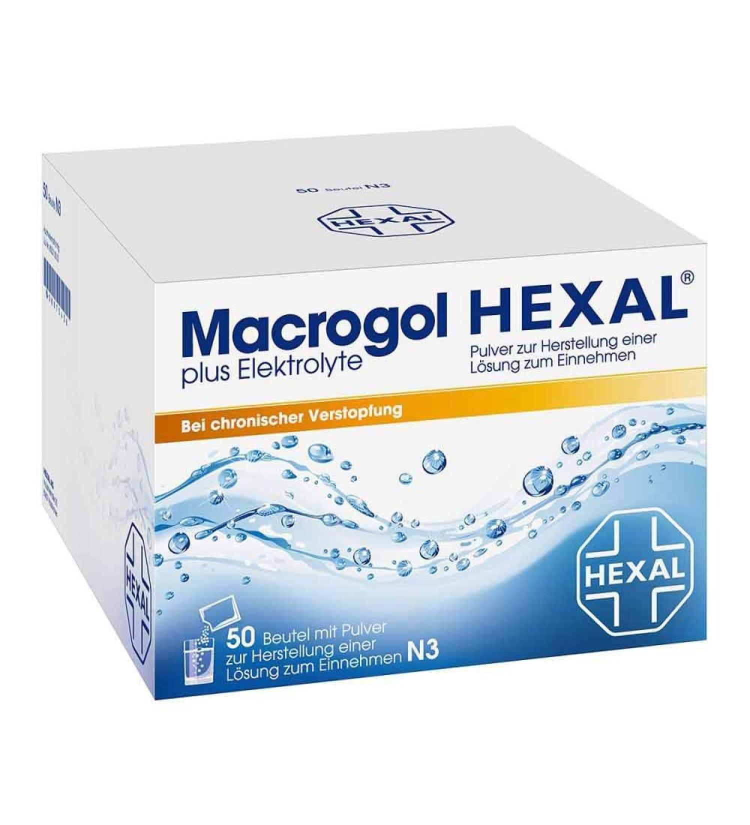 Macrogol Hexal Plus Electrolyte - 50 Bags | Effective Relief for Chronic Constipation | Gentle Intestinal Motion - Buy Online on GoSupps.com