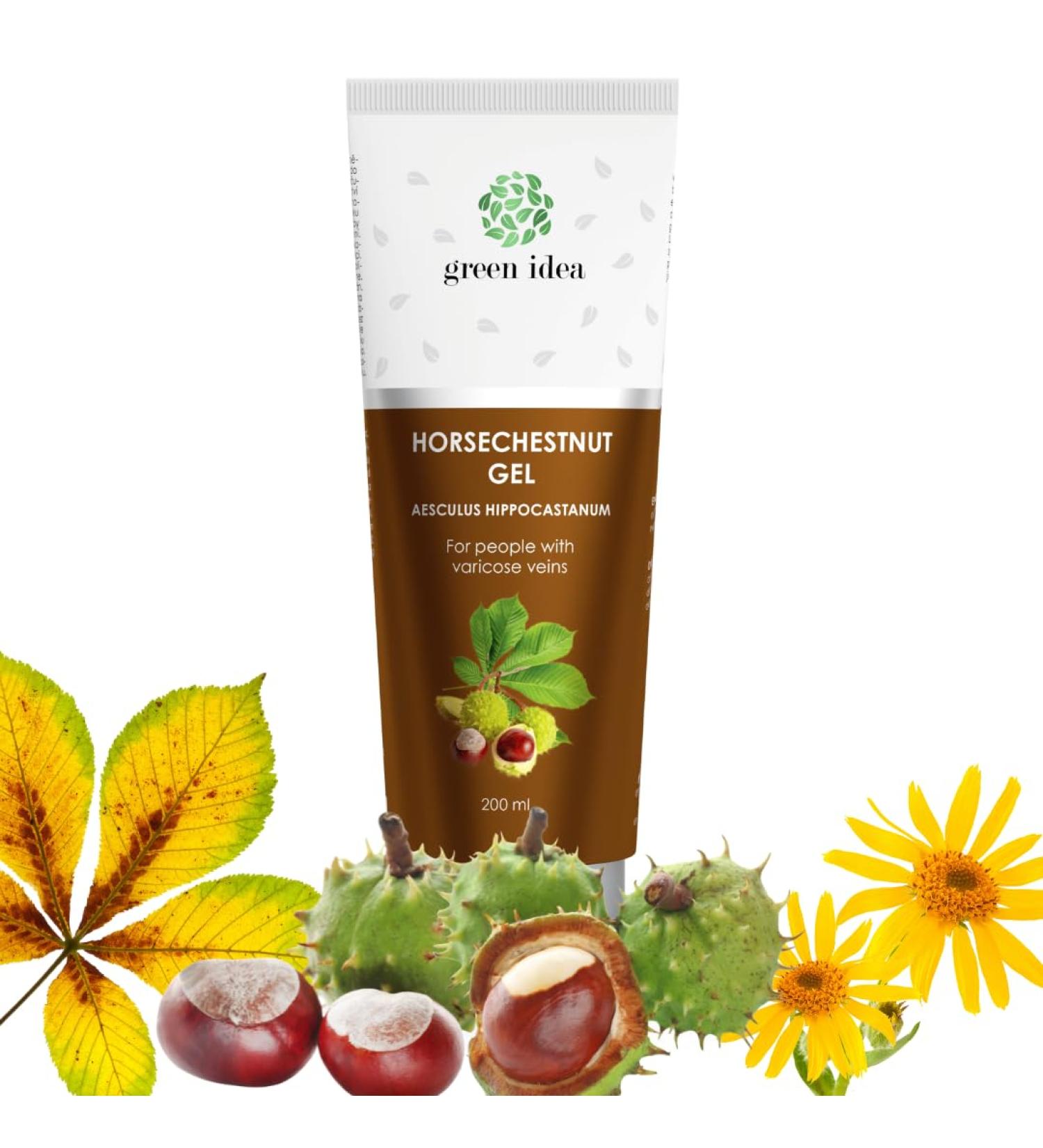 Green Idea Rosskastanien Ointment Gel for Varicose Veins - Leg Cream with Arnica & Horse Chestnut - 200ml Venensalbe for Spider Veins & Hemorrhoids - Buy Online on GoSupps.com