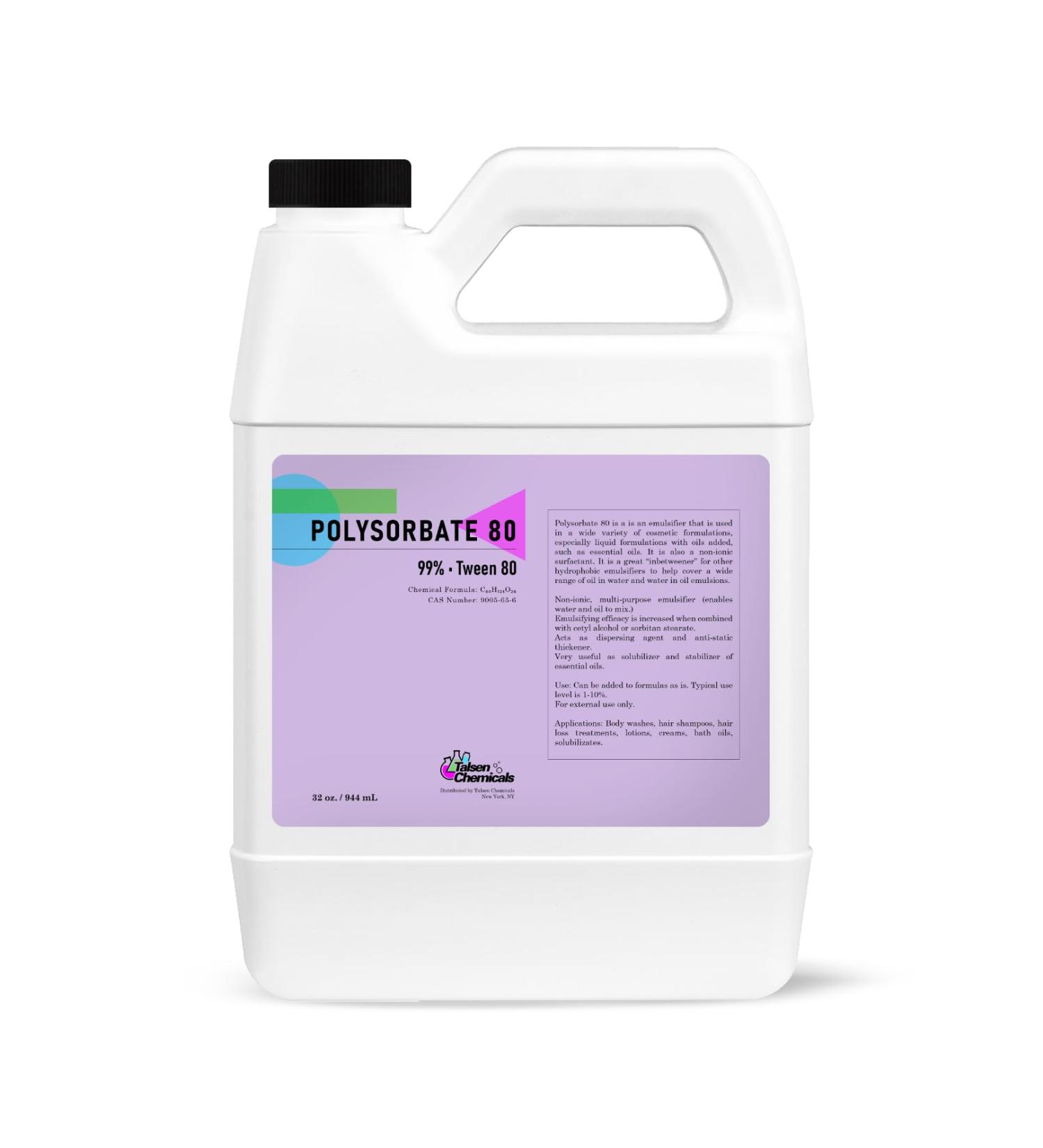 Polysorbate 80 Cosmetic Grade by Talsen Chemicals (32 Ounce / 946 mL) 100% Pure Polysorbate 80 for Bath Bombs Oil Soap Making Supplies Bath Body Tween 80 T-Maz 80