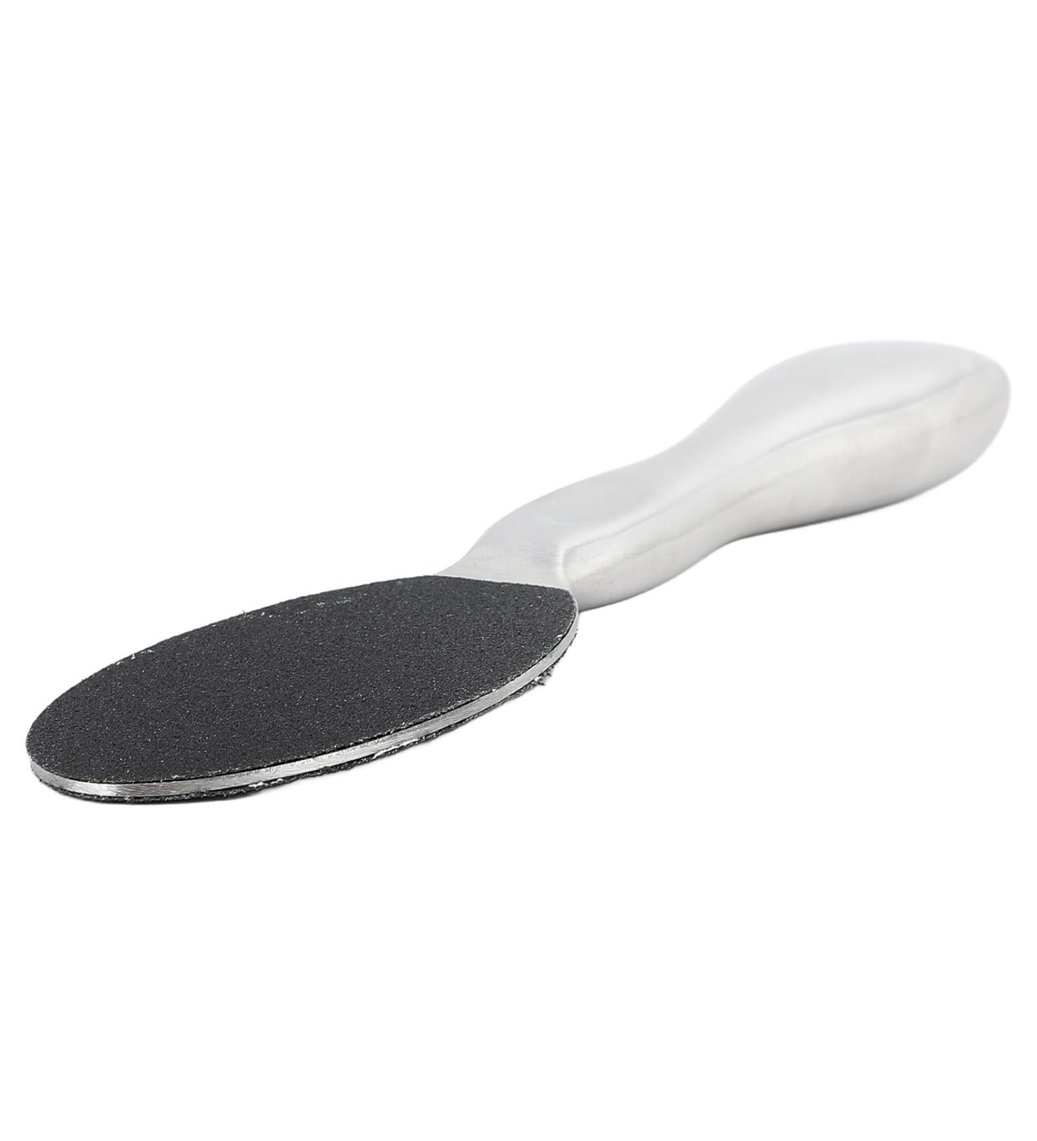 Stainless Steel Dual Sided Foot Scrubber Callus Remover with Replaceable Sandpaper for Comfortable Handle Design Multifunctional Applications - Buy Online on GoSupps.com