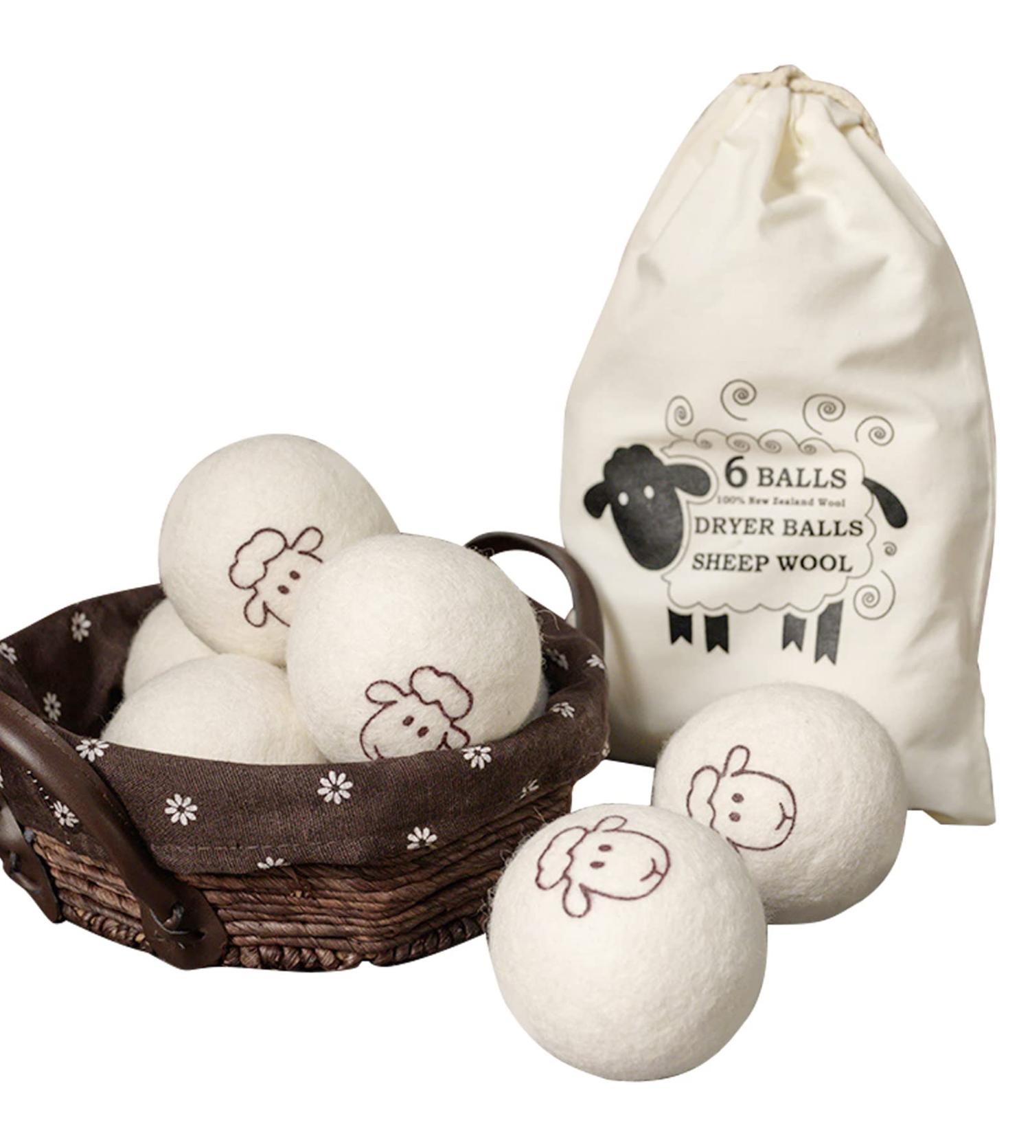 6-Pack Wool Dryer Balls Reusable Natural Fabric Softeners Reduces Clothing Wrinkles and Saves Drying Time Laundry Balls for Dryer - Buy Online on GoSupps.com