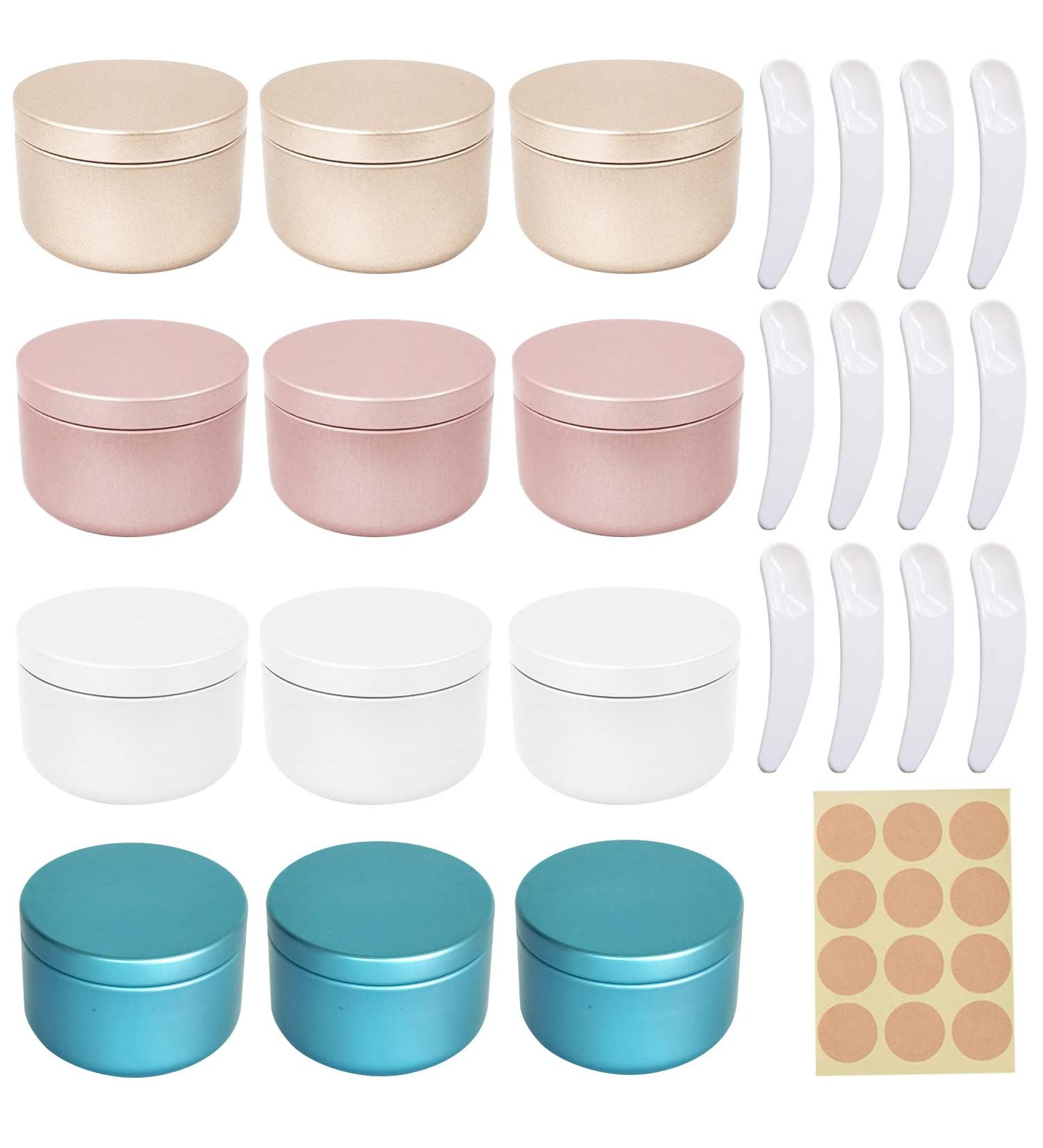 12 pcs Aluminum Jar Candle Cans - 50ml Travel Cream Tins with Lid & Stickers for Lip Balm & Cosmetics - Buy Online on GoSupps.com