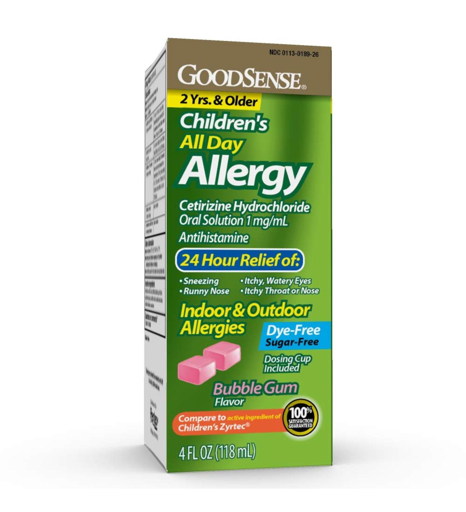 GoodSense Children's All Day Allergy Relief Grape & Bubble Gum Flavored Antihistamine Oral Solutions 2-4 oz - Buy Online on GoSupps.com