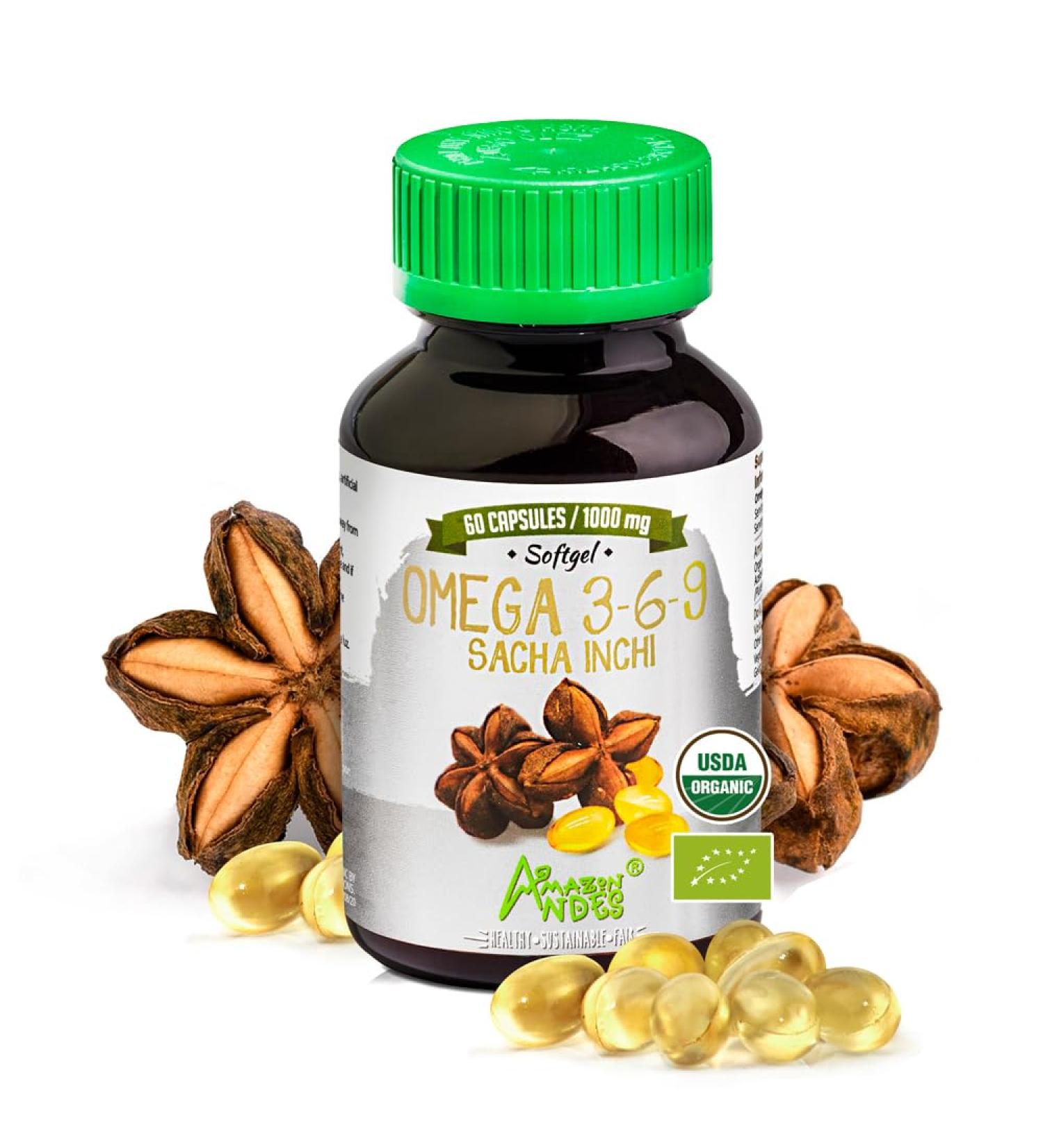 Sacha Inchi Capsules | Organic Omega 3 6 & 9 | 1000mg Softgel Pills | Odorless & Sustainably Sourced | 60 Count - Buy Online on GoSupps.com
