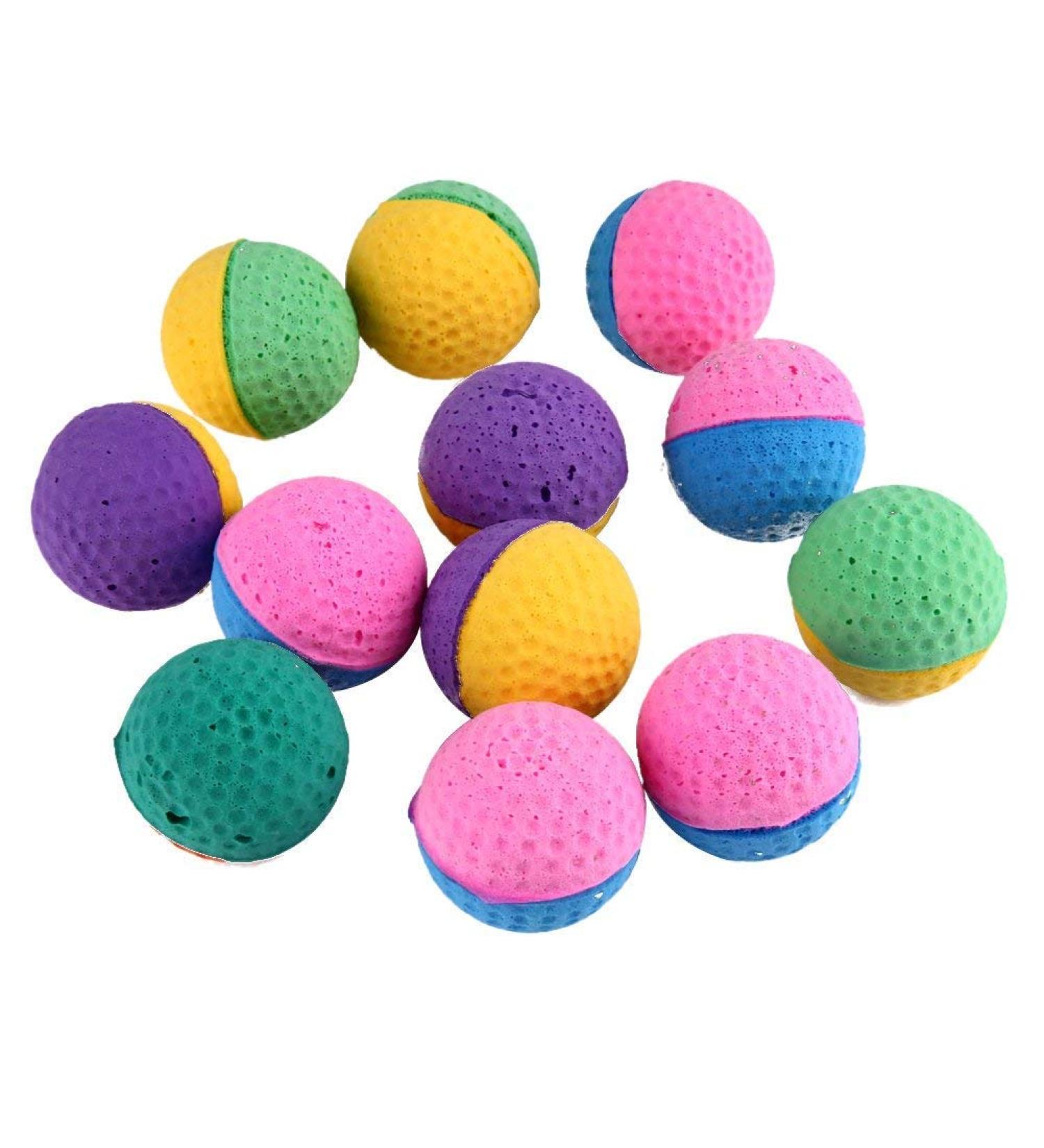 12Pcs Soft Cat Balls Colorful Latex Scratching Balls Pet Chew Toys Ball Bite Resistant Training Toys Treat Balls for Small Dogs Cats Kittens - Buy Online on GoSupps.com