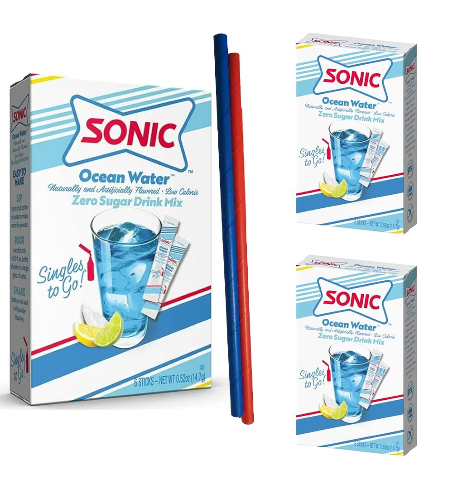 Sonic Drink Mix - Singles To Go Powdered Drink Mix 3 Boxes with 6 Packets Each - 18 Total Servings Sugar-Free Drink Powder Low Carb Mix 3 box of LOcean Water Zero Guilt! Low Carb Zero Sugar Drink Mix - Comes with 2 Paper Straws and 1 Exclusive PALiSOL CRE - Buy Online on GoSupps.com
