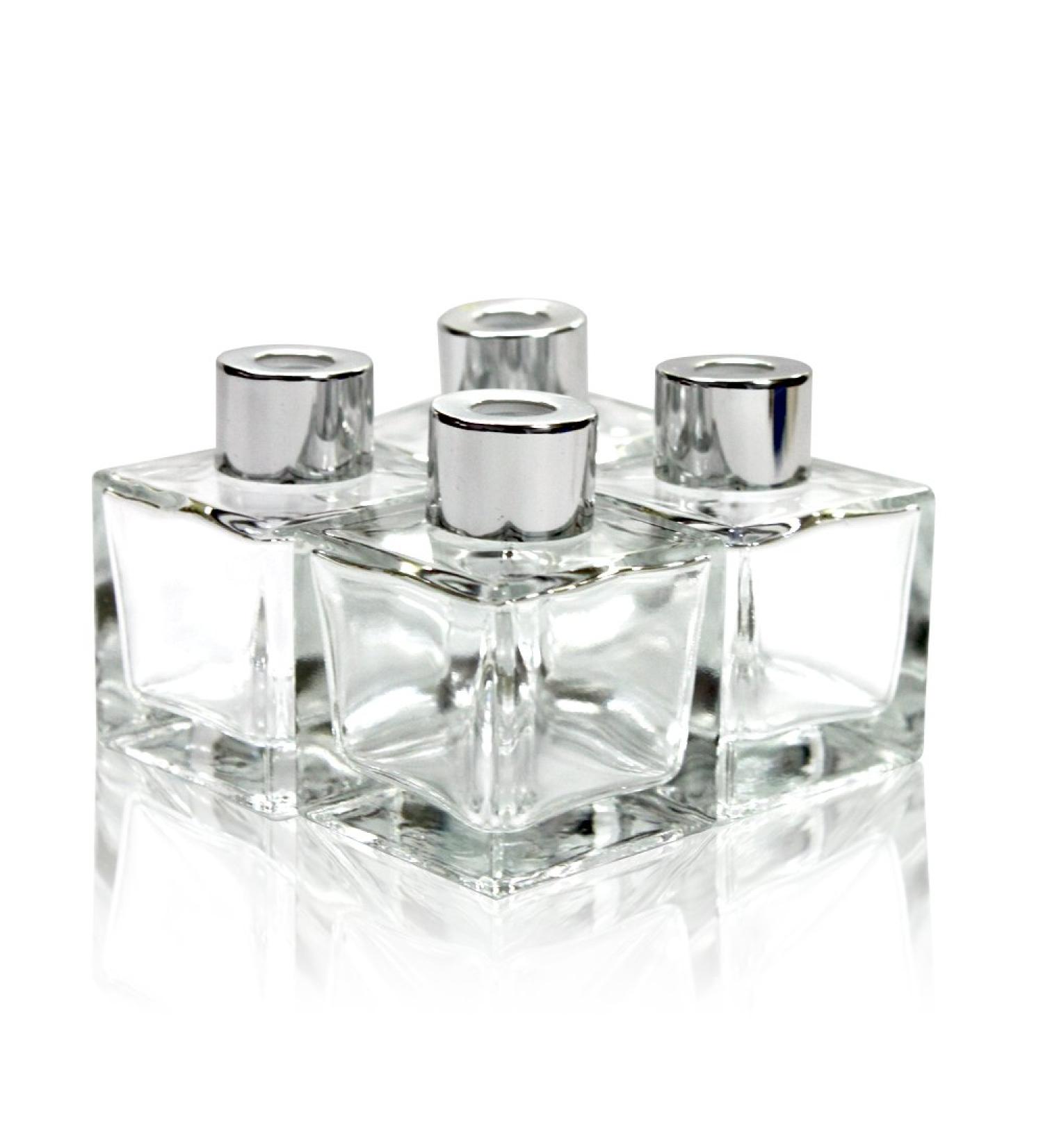 Frandy House Small Square Glass Diffuser Bottle Set - 50ml (1.7 fl oz) for DIY Essential Oil Diffusers - Includes 4 Reed Sticks - Buy Online on GoSupps.com