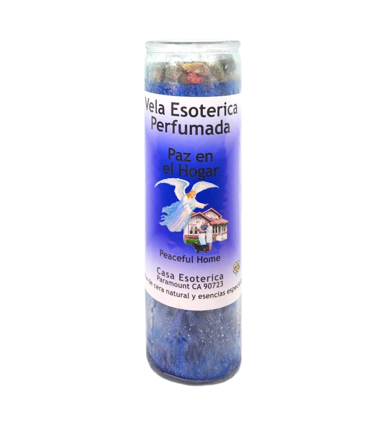 Buy Peaceful Home Blue Palm Wax Candle | Spiritual Intention Spell Vela CASA ESOTERICA PERFUMADA - Peace in the Home - Buy Online on GoSupps.com