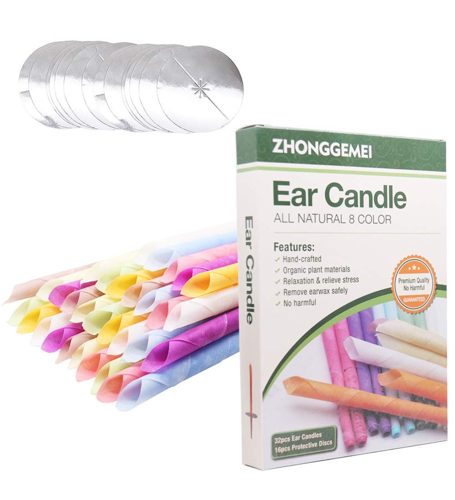 Dr.JIEER Natural Beeswax Ear Candles - 32 Pcs (8 Colors) | Organic Plant Material | Fragrance | Hollow Cone Candles - Buy Online on GoSupps.com