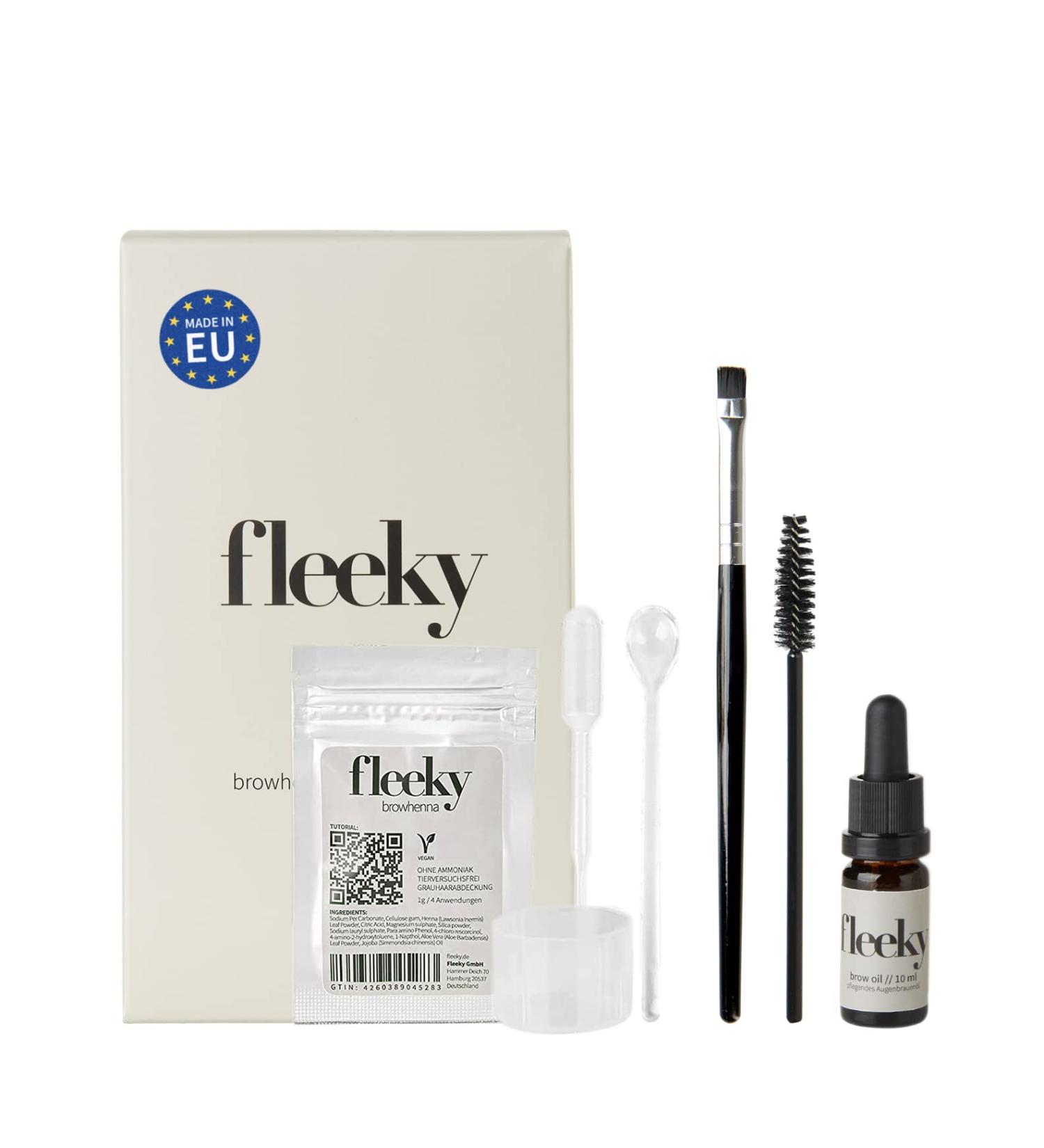 fleeky Kit Browhenna - on fleek eyebrow color henna color powder for natural eyebrow coloring ideal as a gift (Mini light brown) - Buy Online on GoSupps.com