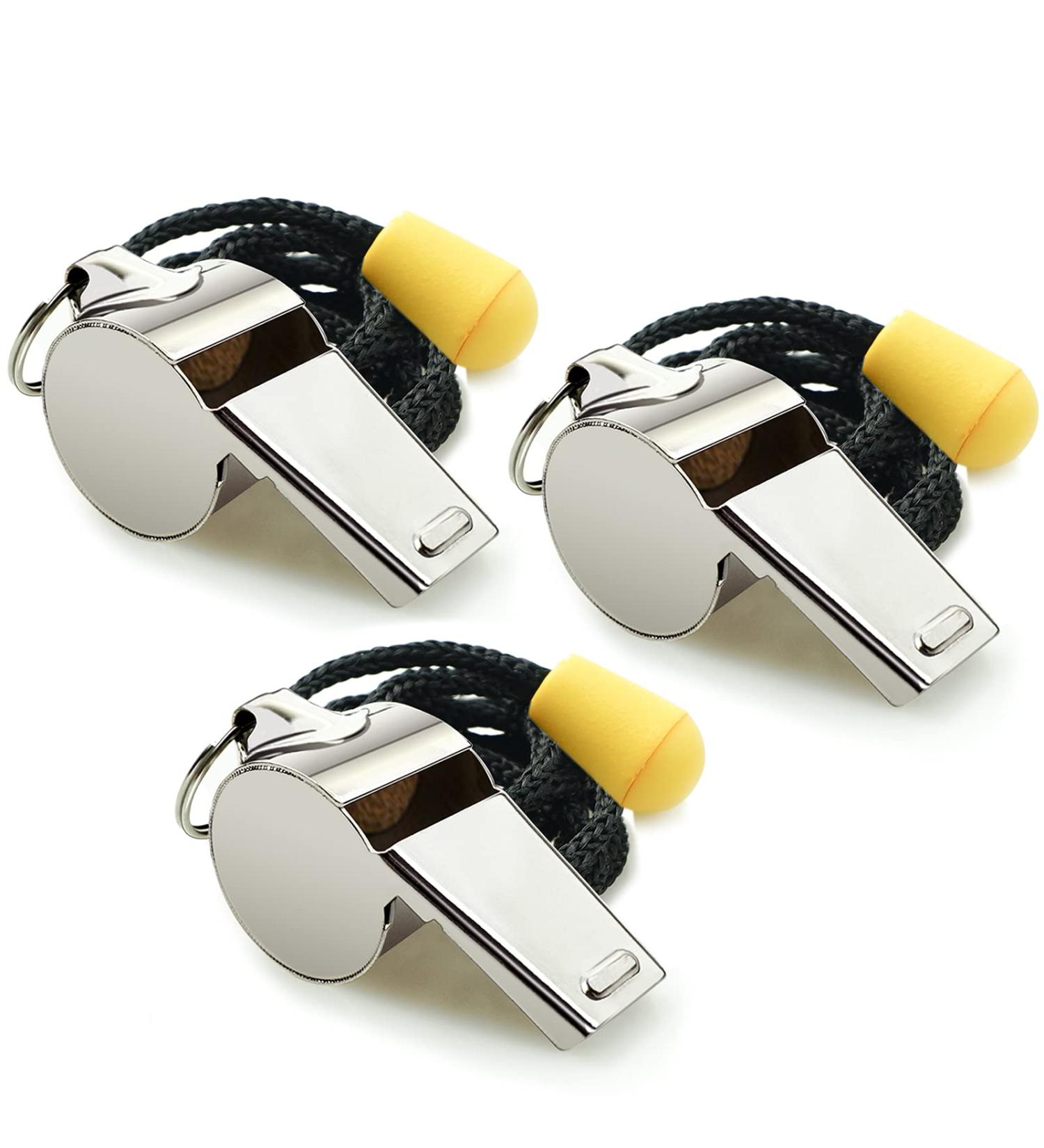 Hipat Whistle 3 Pack Stainless Steel Sports Whistles with Lanyard Loud Crisp Sound Whistles Great for Coaches Referees and Officials - Buy Online on GoSupps.com