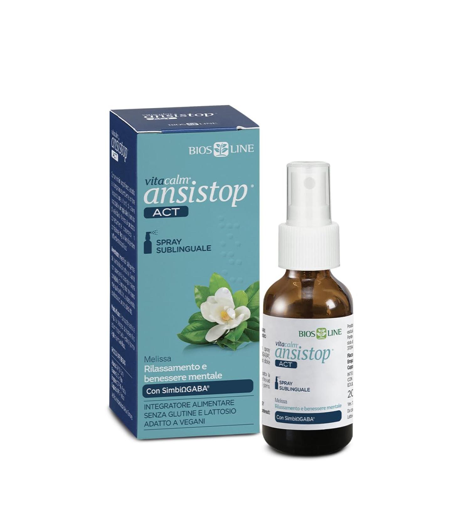  Bios Line BIOS LINE VitaCalm Ansistop ACT Dietary supplement for relaxation and mental well-being gluten and lactose free 20 ml sublingual spray - Buy Online on GoSupps.com