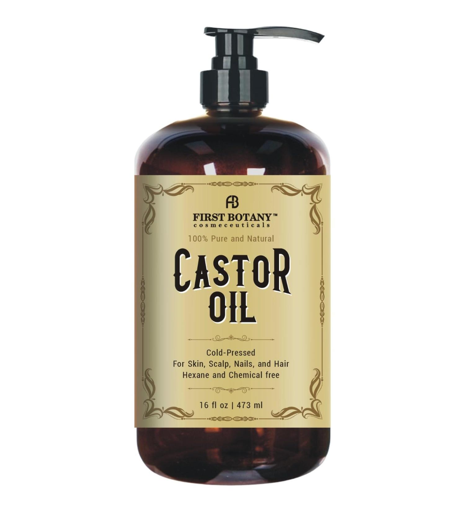 First Botany Castor Oil 16 fl oz - Ultimate Emollient for Hair Growth Skin Moisturizer & Nail Care | Multi-Use Eyebrow & Eyelash Serum - Buy Online on GoSupps.com