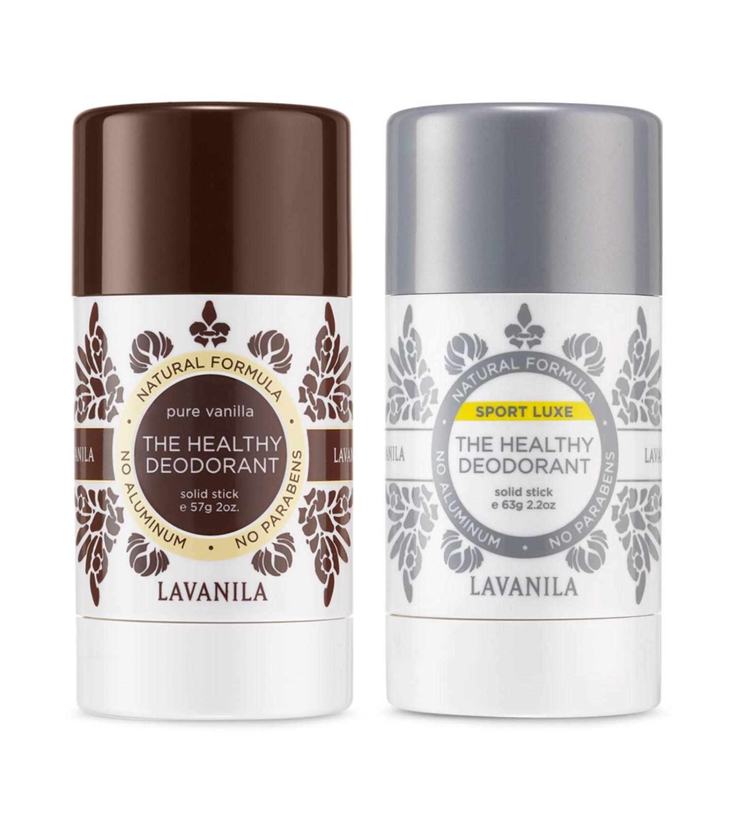 Lavanila Aluminum Free Deodorant Sport Luxe + Pure Vanilla 2oz Each - The Healthy Deodorant for Men & Women - Solid Stick Vegan Sport Lux + Pure Vanilla - 2 Pack - Buy Online on GoSupps.com