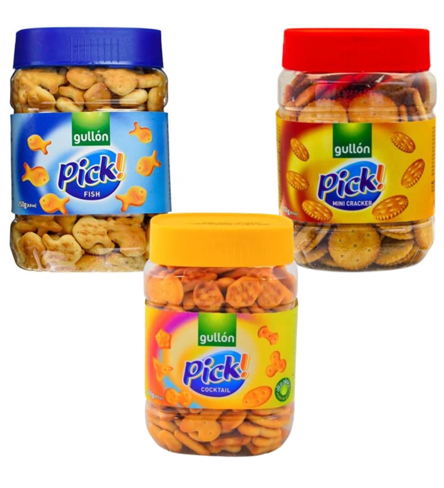 Fish Savoury Nibbles Jar 250g with Red Crackers Savoury Nibbles Jar 250g & Yellow Mini Mix Savoury Nibbles Jar 250g - Bundle Consisting of Gullon Snacks x 3 Pack - Buy Online on GoSupps.com