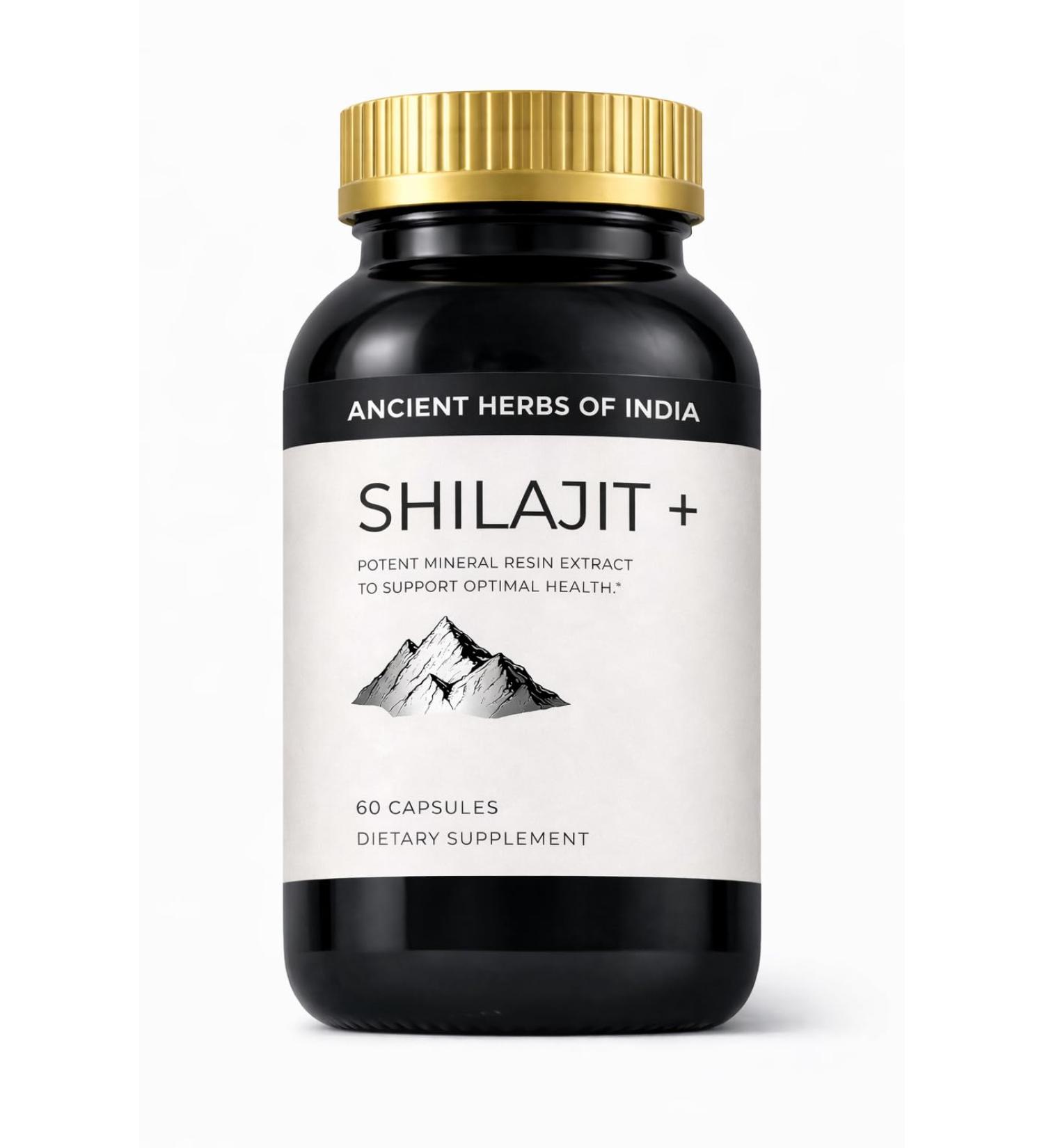 Ancient Herbs of India Shilajit+ Capsules | Pure Himalayan Shilajit Resin Extract | Rich in Fulvic Acid & Trace Minerals | Authentic Lab-Tested Non-GMO | Energy Stamina & Vitality Support - Buy Online on GoSupps.com