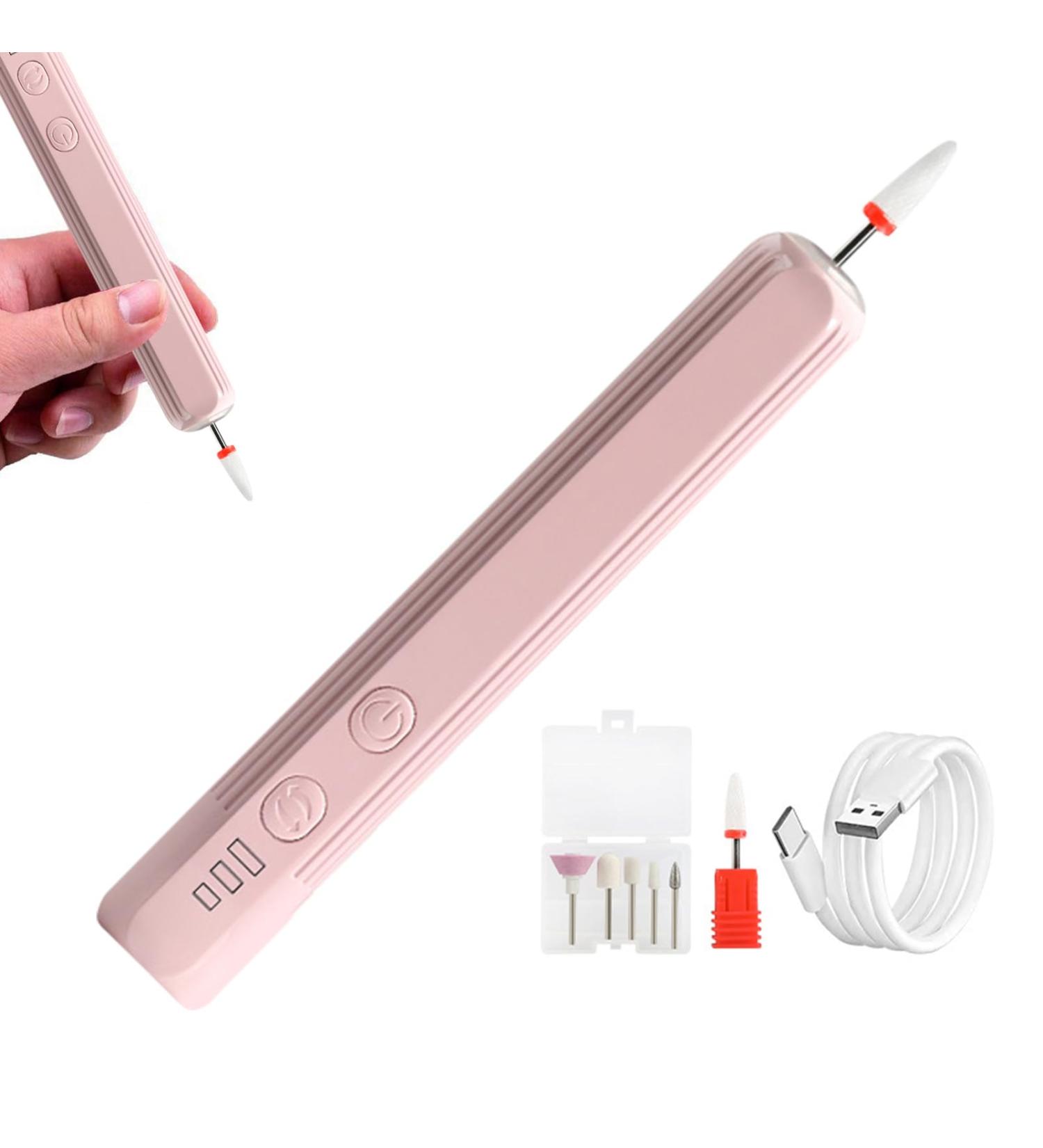 Nail Machine Drill | Electric Nail Machine USB Rechargeable Portable Professional Nail Polishing Tools Art Supplies with 6 Drill Bits for Home Nail Salon Manicure Pink - Buy Online on GoSupps.com