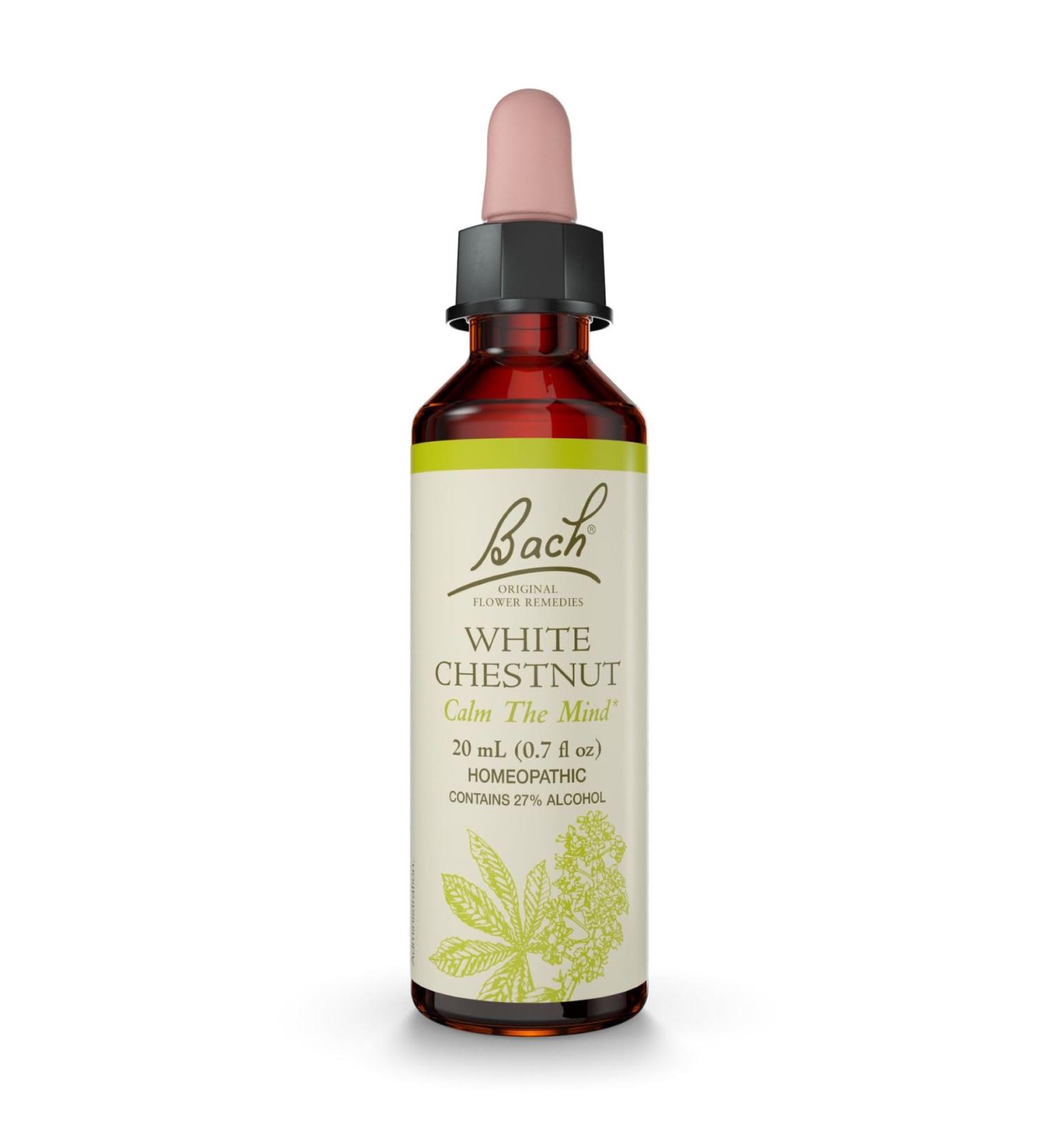 Bach Original Flower Remedies White Chestnut - Calm The Mind - Natural Homeopathic Flower Essence for Emotional Balance - Vegan Gluten Free Sugar Free - 20mL Dropper - Buy Online on GoSupps.com