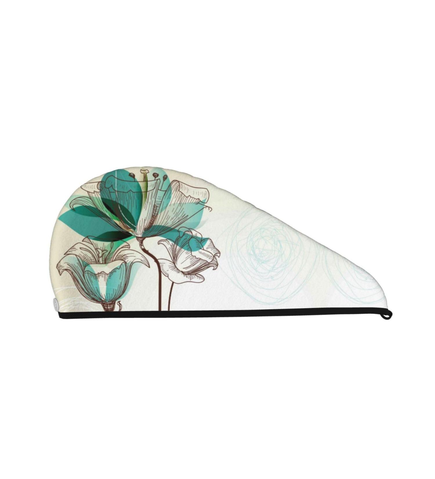 Delicate Flowers Microfiber Hair Towel - Soft & Super Absorbent Coral Velvet Wrap for Long Curly Thick Hair - Quick Dry Cap for Women - Buy Online on GoSupps.com