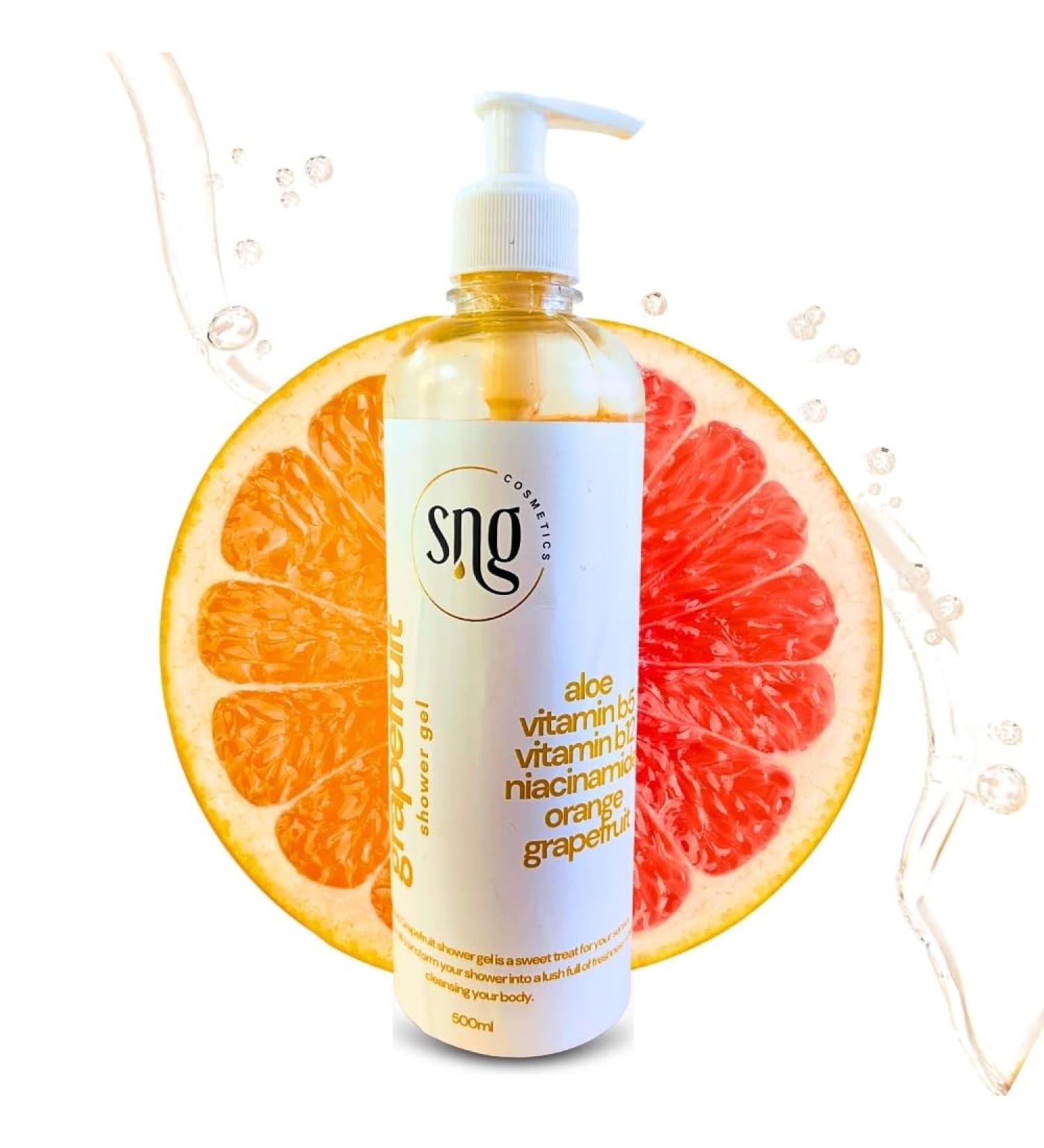 SNG COSMETICS Grapefruit Moisturizing Body Wash for Women & Men - Gentle Shower Gel Natural Ingredients Aloe Vera Vitamin E Niacinamide Panthenol & Orange Body Care - 16.9 Floz - Buy Online on GoSupps.com