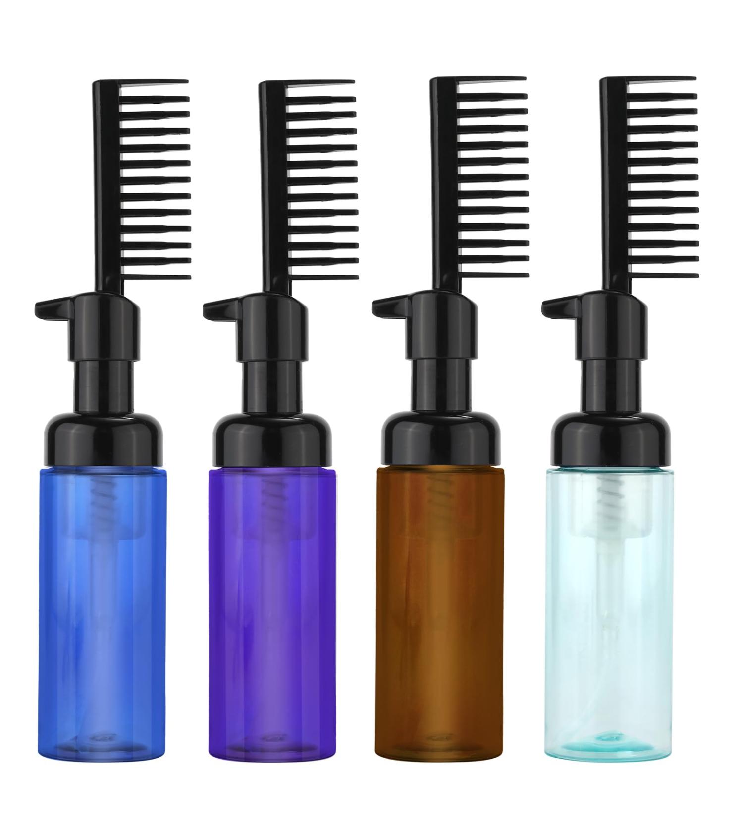 NQEUEPN 4pcs Root Comb Applicator Bottle 2oz Hair Oil Applicator with Straight Comb and Pump Portable Plastic Hair Dye Dispenser Bottle for Hair Styling - Buy Online on GoSupps.com