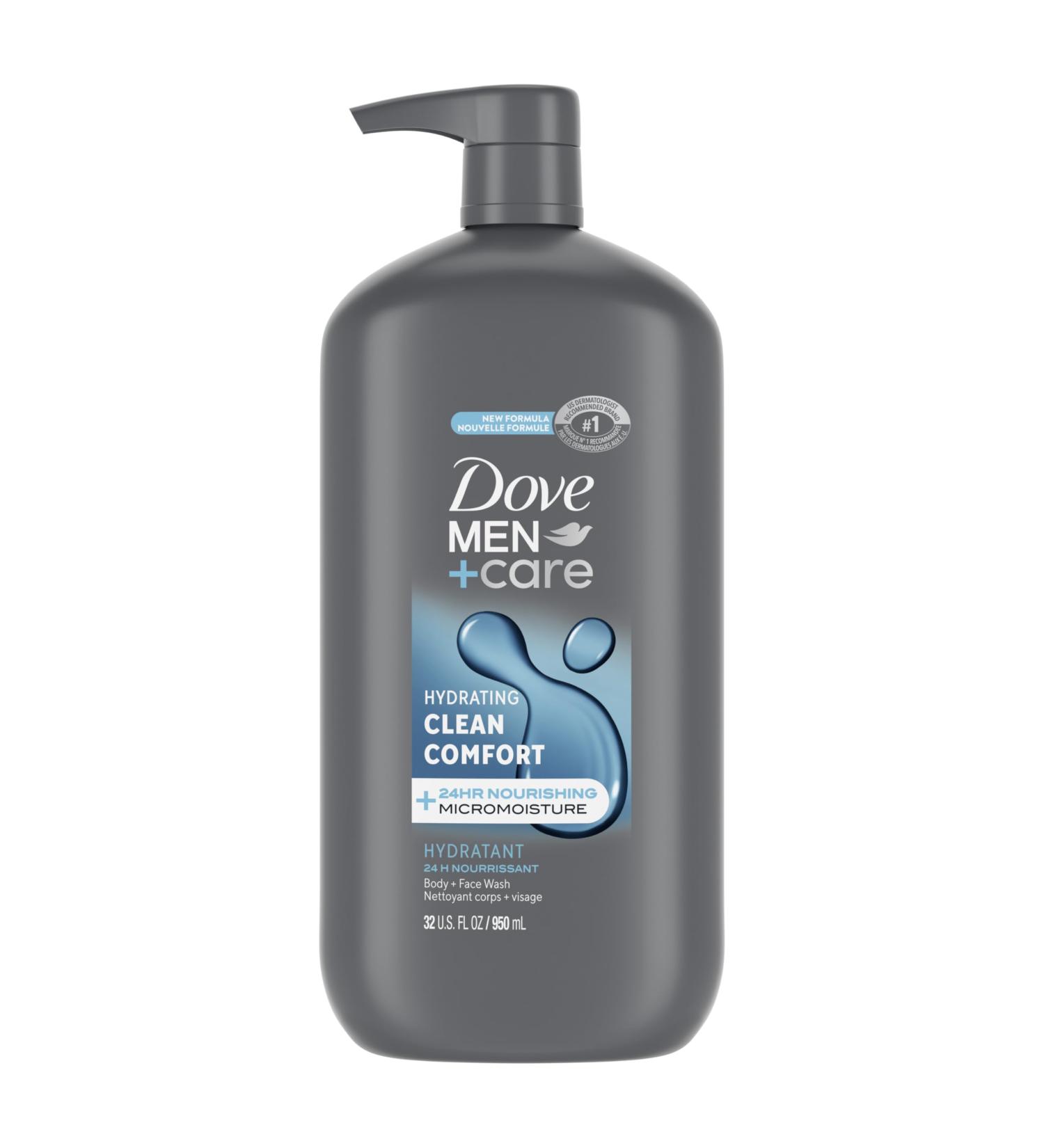 Dove Men + Care Hydrating Clean Comfort Body and Face Wash with 24hr Nourishing Micromoisture Technology Body Wash for Men 950 ml with Pump Fragranced 950 ml (Pack of 1) - Buy Online on GoSupps.com