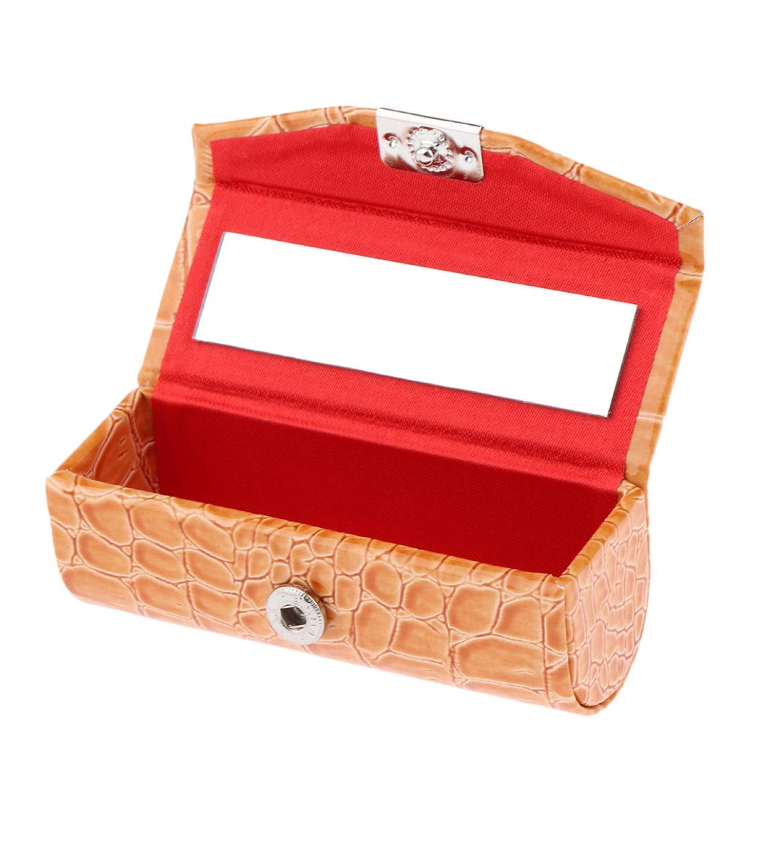 F Fityle Orange Soft Leather Organizer Bag with Lipstick Case Ideal for Wallets & Cosmetics Storage Set with Mirror - Buy Online on GoSupps.com