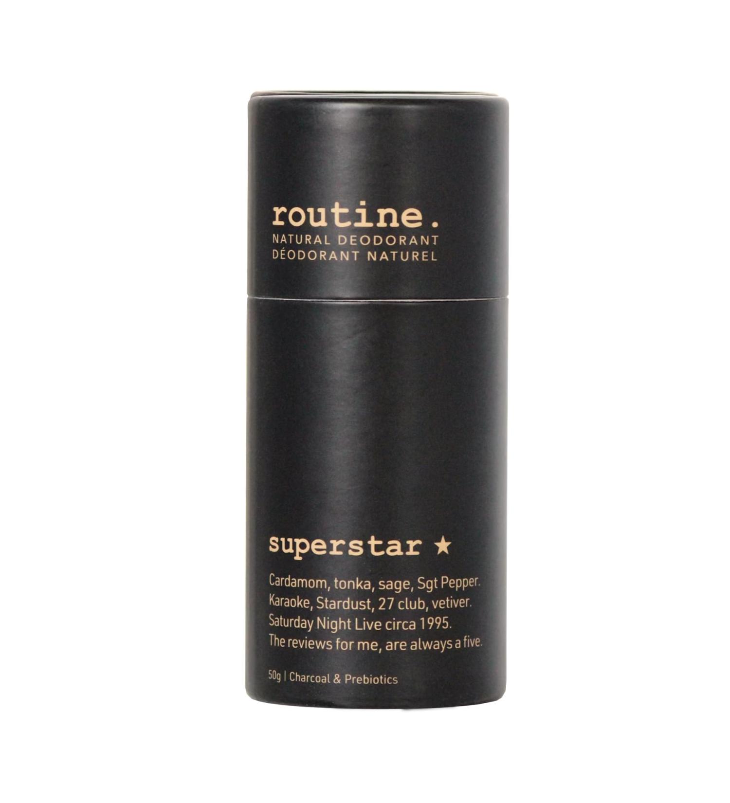 Routine Deodorant Stick Superstar (Activated Charcoal) 1.7 Fluid Oz. Natural Deodorant Aluminum Free for Women & Men Superstar 1.76 Ounce (Pack of 1) - Buy Online on GoSupps.com