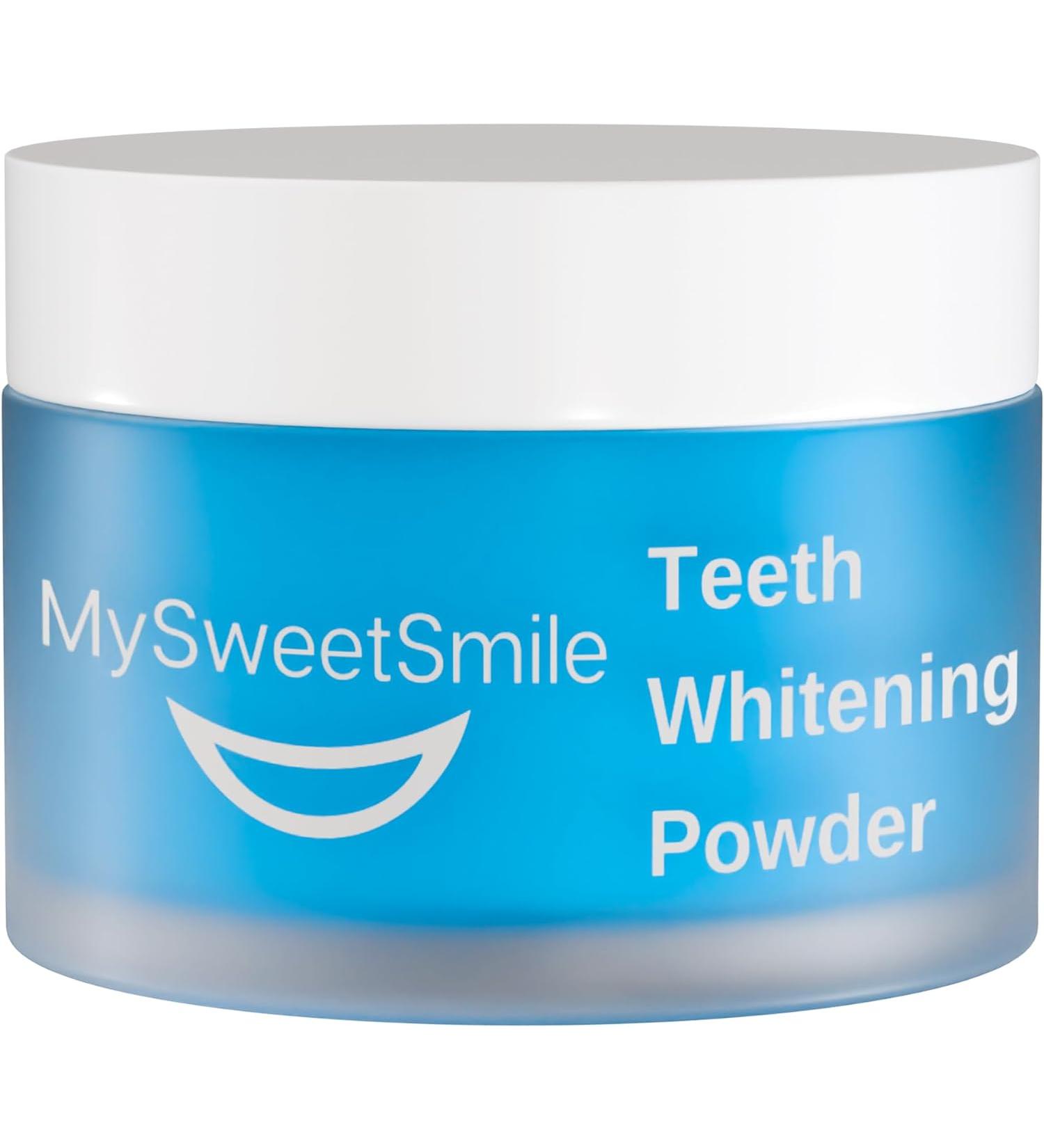 MySweetSmile Teeth Whitening Powder - 6 Month Supply | Stain Remover for Tea, Coffee, Wine & Smoking | Peroxide-Free Formula for Bright Smile | Mint Flavour 1.05oz - Buy Online on GoSupps.com