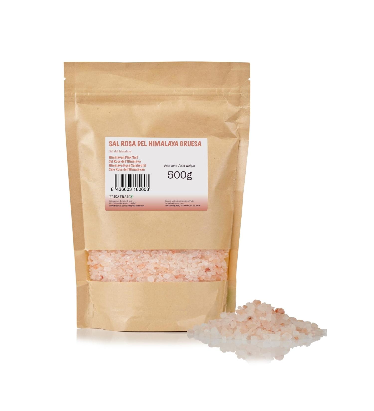 FRISAFRAN | Sel Rose De l'Himalaya Gros 500g | sel grain | 100% naturel et non raffin | Haute teneur en min raux | Origine Pakistan | GRAND | sel himalaya | Rose | sel himalaya rose | Pas D'additifs - Buy Online on GoSupps.com