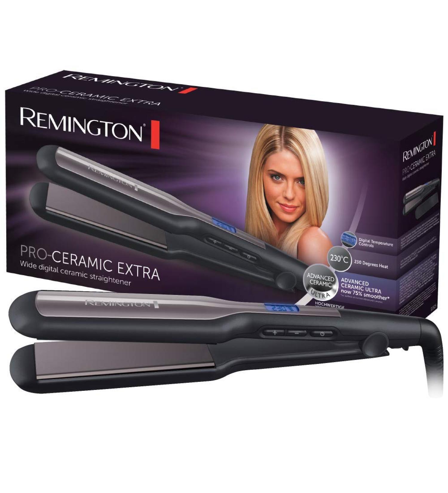 Remington Smooth Iron Wide Pro-Ceramic Extra - 45mm Plates for Thick Curly Hair | LCD Display | Hair Smoothing S5525 - Buy Online on GoSupps.com