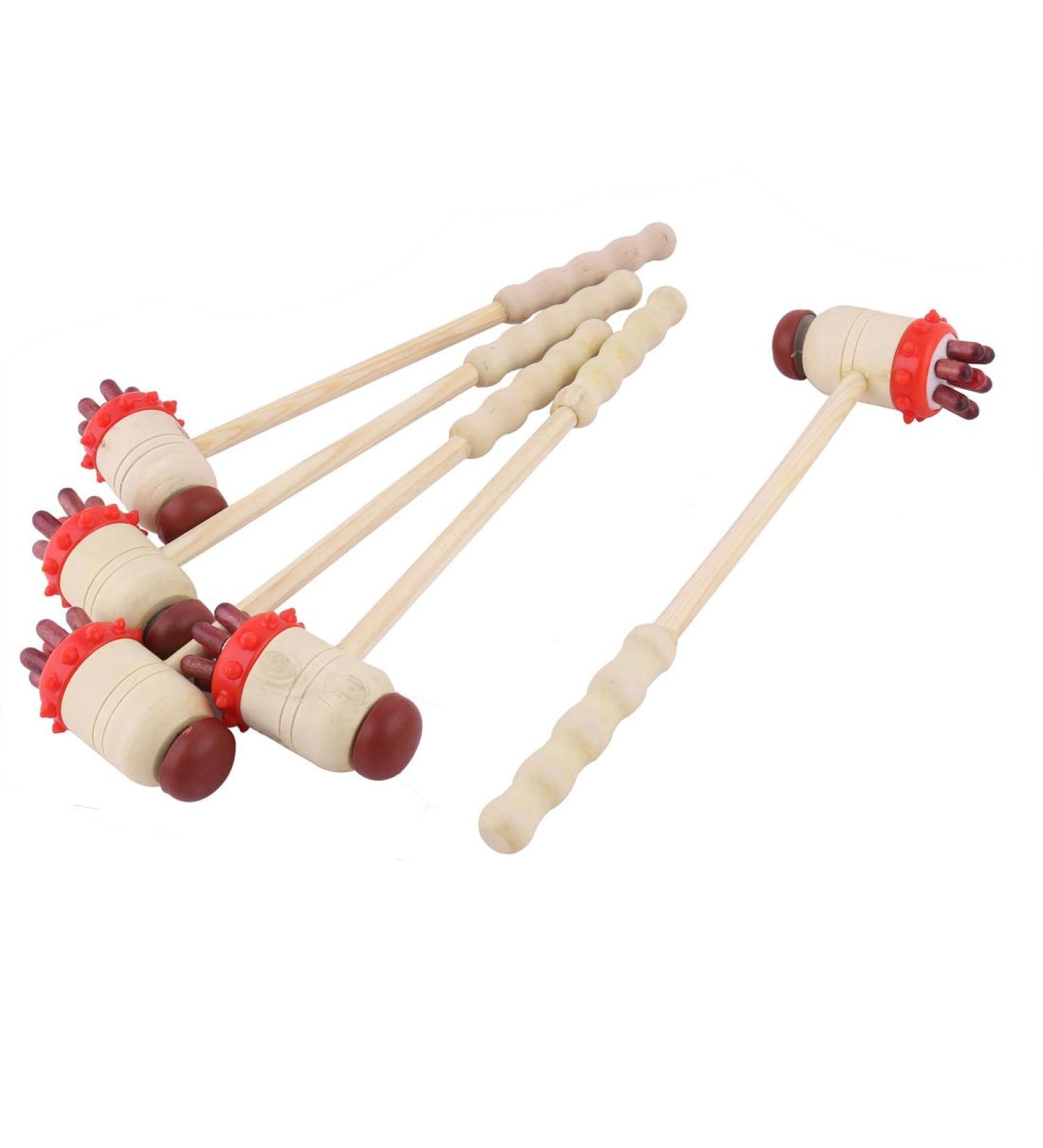 Ruilogod Wooden Double Back & Shoulder Massage Hammer - 5pcs for Stress Relief | Shop Internationally - Buy Online on GoSupps.com