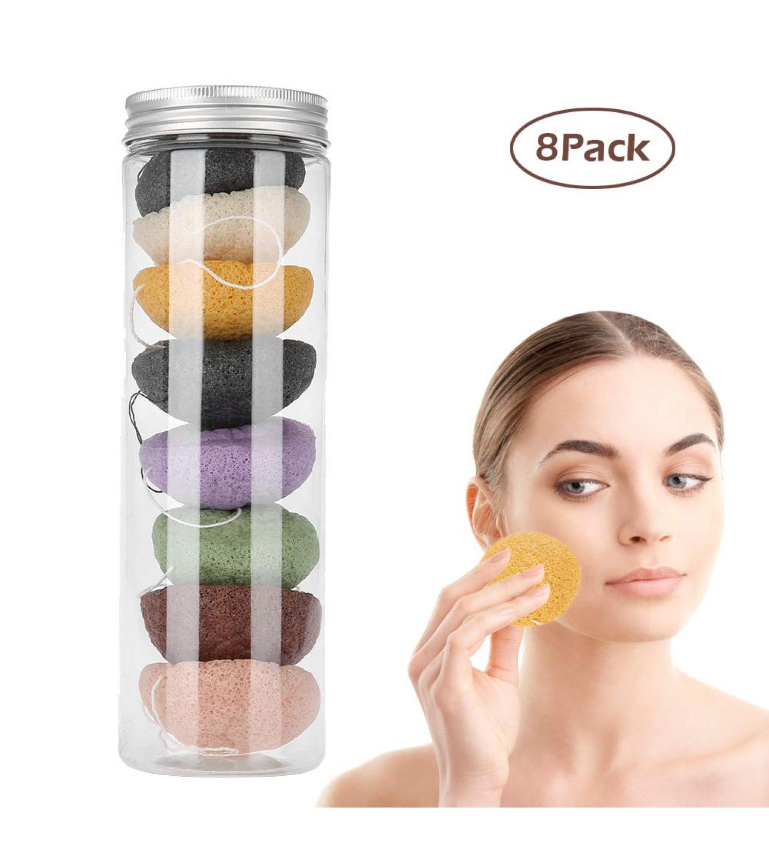 Konjac Exfoliating Sponge (8 Pack) - Deep Cleansing Facial Scrub for Smooth Skin - Buy Online on GoSupps.com