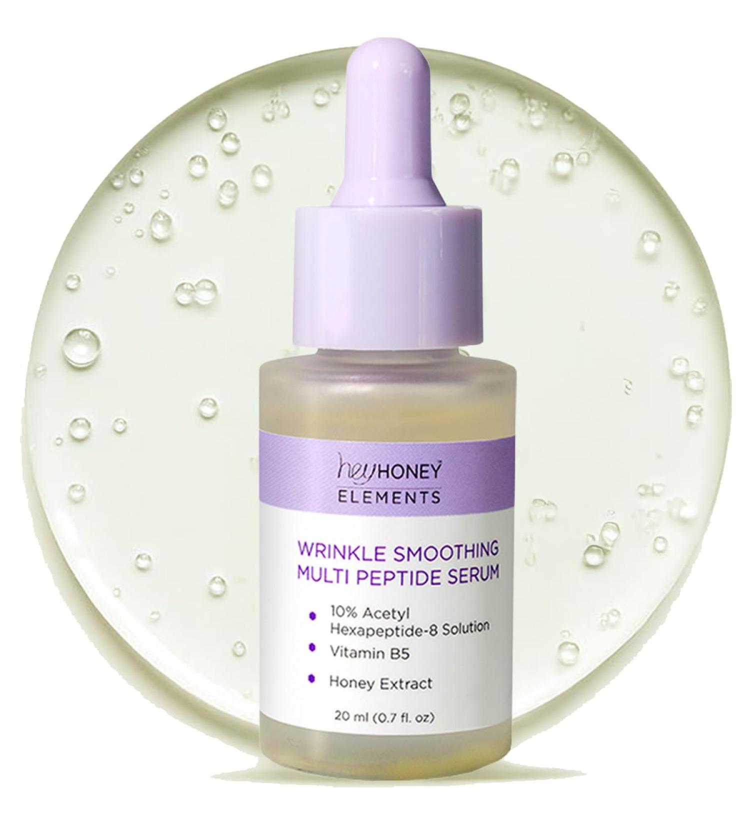 Hey Honey Wrinkle-Smoothing Multi-Peptide Serum | 10% Acetyl Hexapeptide-8 + Honey Extract & Vitamin B5 Visibly Reduce Fine Lines & Expression Wrinkles | 0.67 fl oz (20 mL) - Buy Online on GoSupps.com
