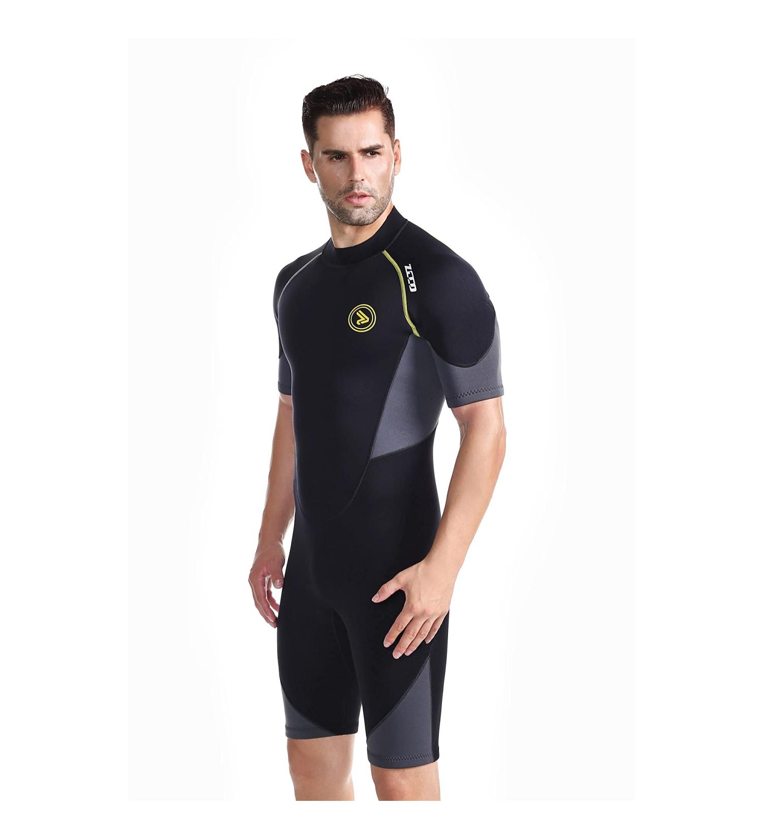 ZCCO Men's 1.5mm Shorty Wetsuit - Premium Neoprene, Back Zip, Short Sleeve for Diving, Spearfishing, Snorkeling, Surfing - Buy Online on GoSupps.com
