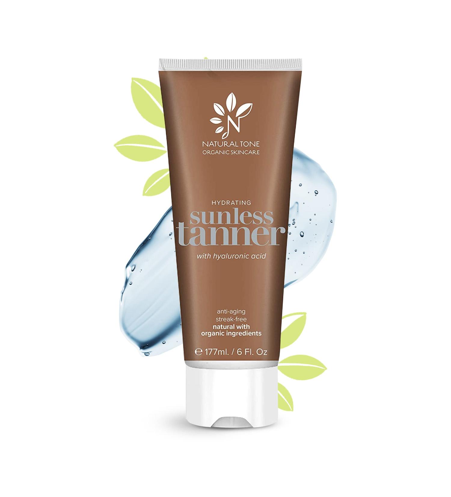 Natural Tone Organic Hydrating Sunless Tanner with Hyaluronic Acid & Aloe Vera - Easy to Apply Self Tanning Lotion for Face & Body - 6 fl oz - Buy Online on GoSupps.com