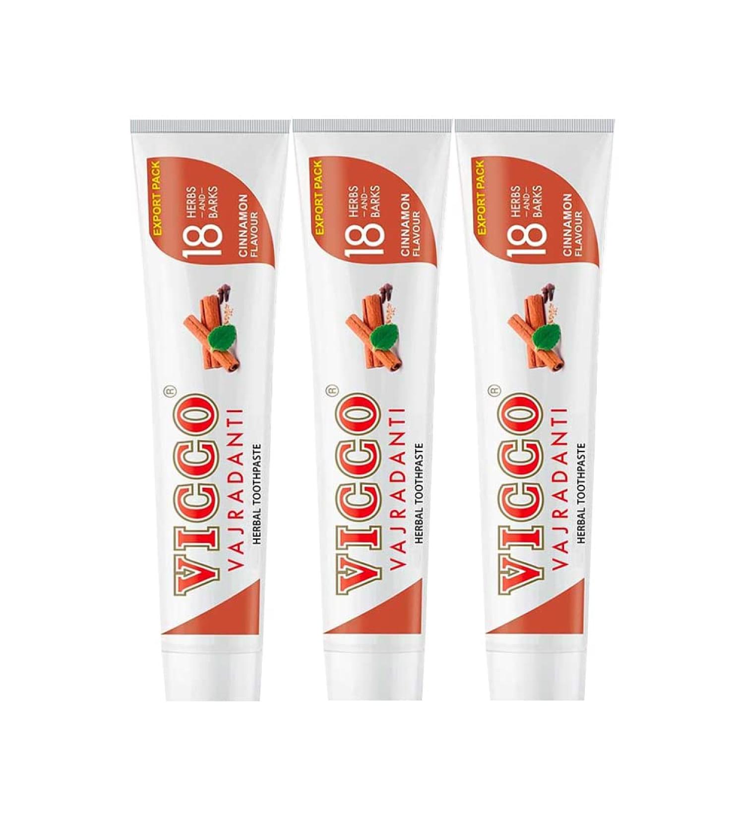 Vicco Vajradanti Herbal Toothpaste - 18 Ayurvedic Herbs & Barks with Cinnamon - Pack of 3 (200g Each) - International Shipping Offered - Buy Online on GoSupps.com