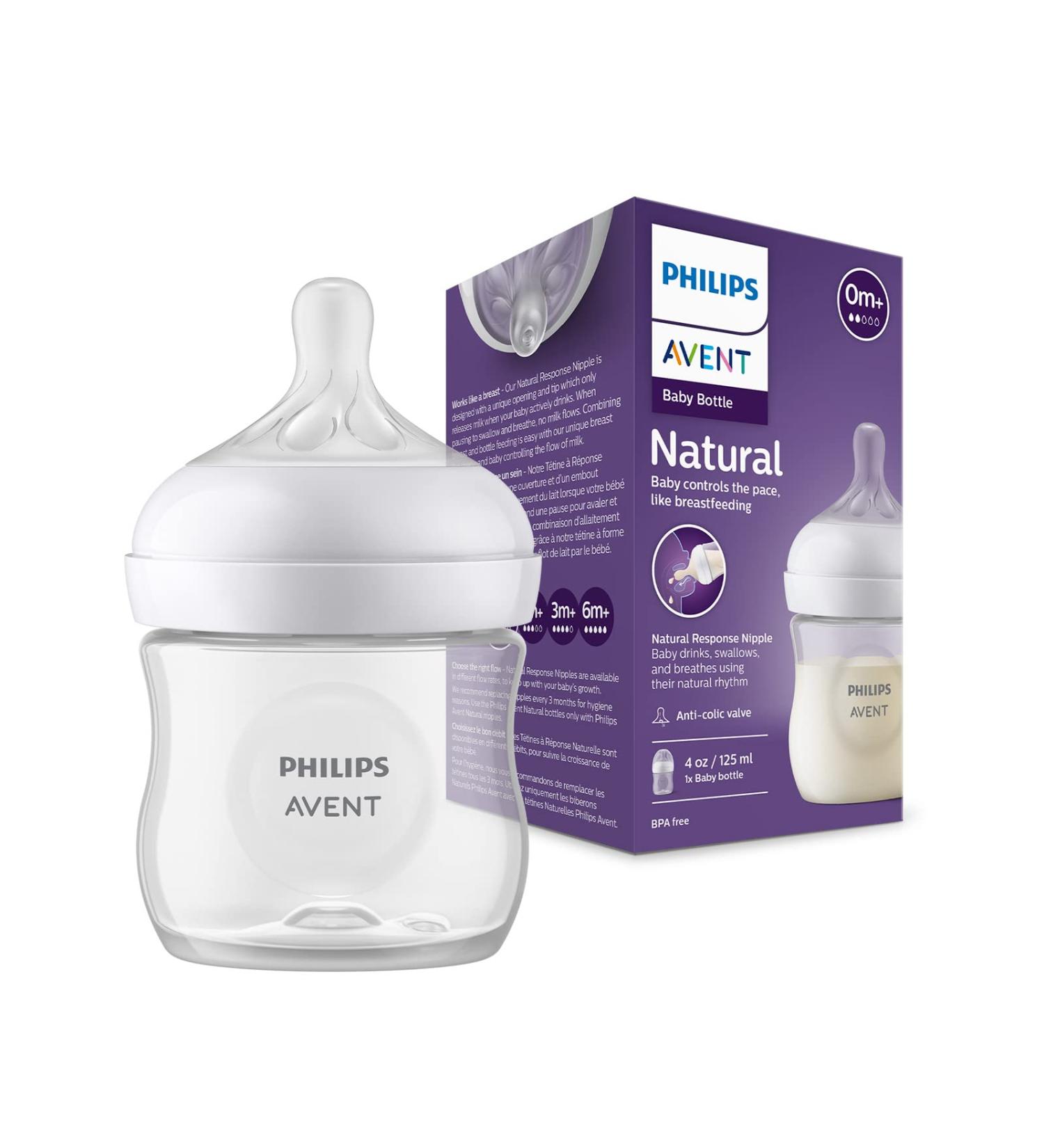 Philips Avent Natural Response Baby Bottle - 125ml | BPA Free | Newborns and Up | 0+ Months | Model SCY900/01 - Buy Online on GoSupps.com