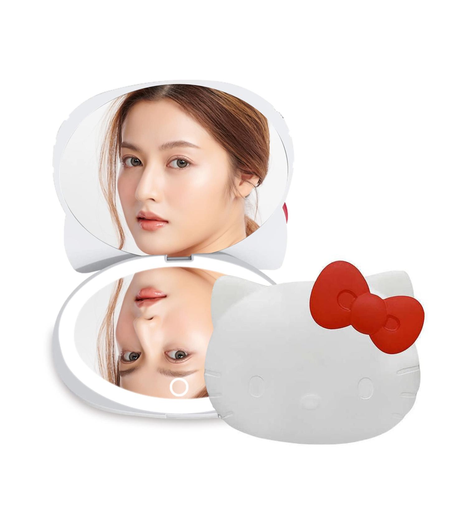 Hello Kitty Kawaii Compact Mirror - Touch Sensor LED Makeup Mirror with 2X Magnifying Top - Adjustable Brightness - White - Buy Online on GoSupps.com