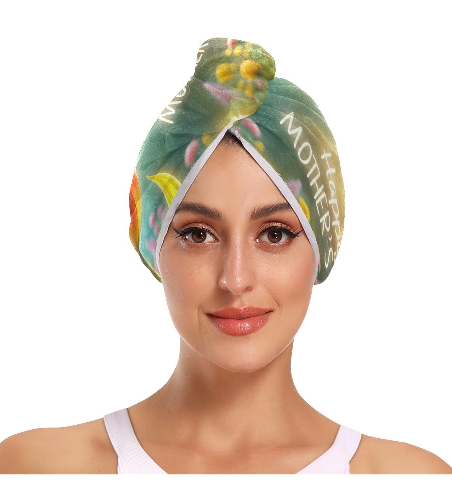 Super Absorbent Tulip Flower Hair Towel 2 Pack - Quick Drying Hair Turbans for Mothers Day Gift | Perfect for Women & Girls - Buy Online on GoSupps.com