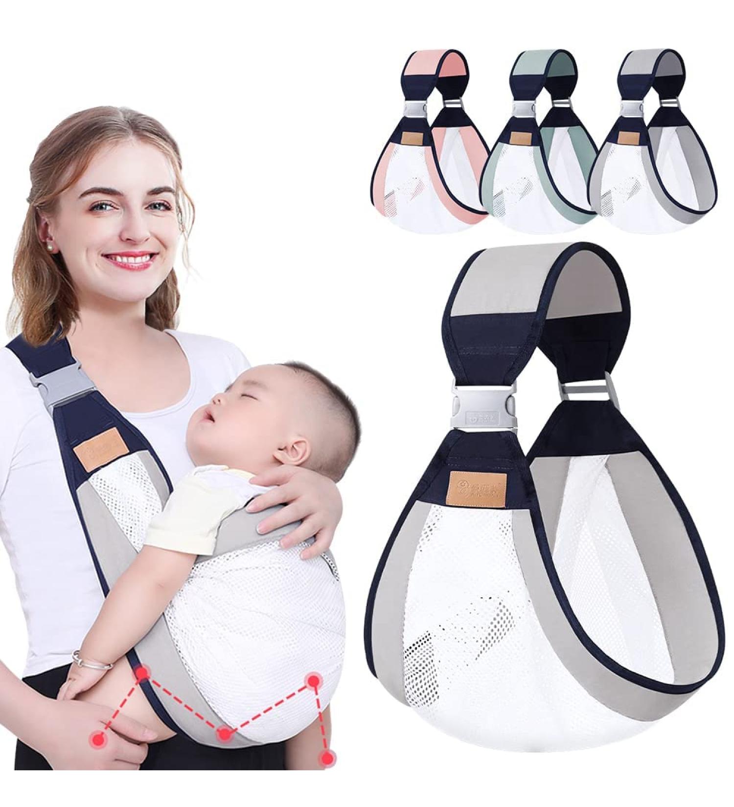 HINATAA Breathable Baby Sling | Adjustable Baby Carrier Wrap | Quick Dry with Thick Shoulder Straps | 0-36 Months Baby | Grey B - Buy Online on GoSupps.com