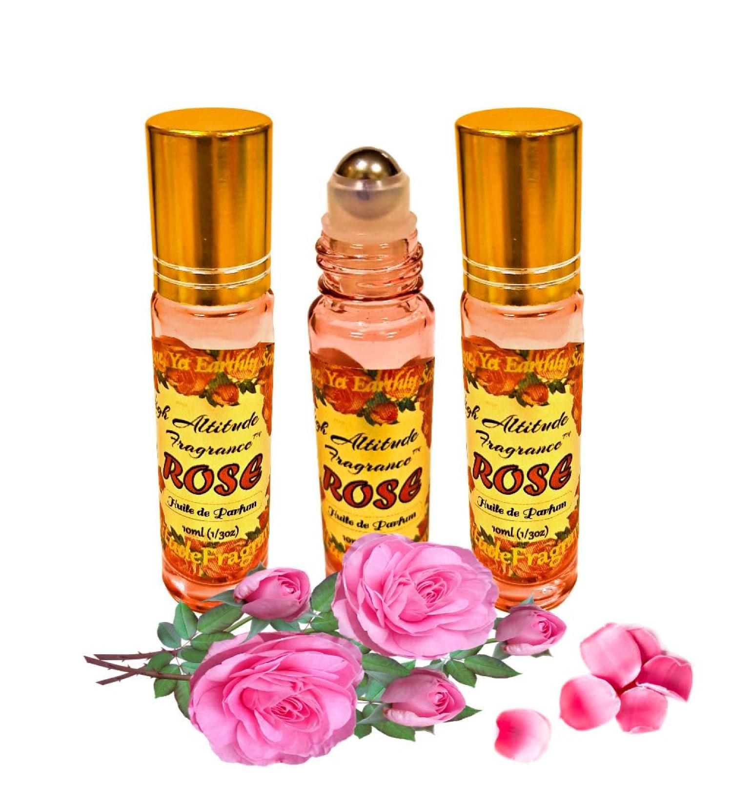 ROSE Perfume Oil - All-Natural Essential Oil Fragrance - Huile de Parfum - Bulgarian Damask Rosa Damascena Petals Otto Tea Rose De Mai - Roll On Roller Ball - Party Travel Guest Favors Gifts - 10mlx3 aroma of mixed freshly cut roses with soft floral sligh - Buy Online on GoSupps.com